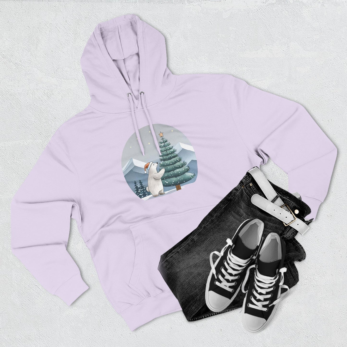 Cozy Polar Bear Christmas Tree Hoodie