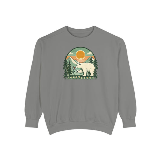Polar Bear Daisy Sunset Comfort Colors Sweatshirt