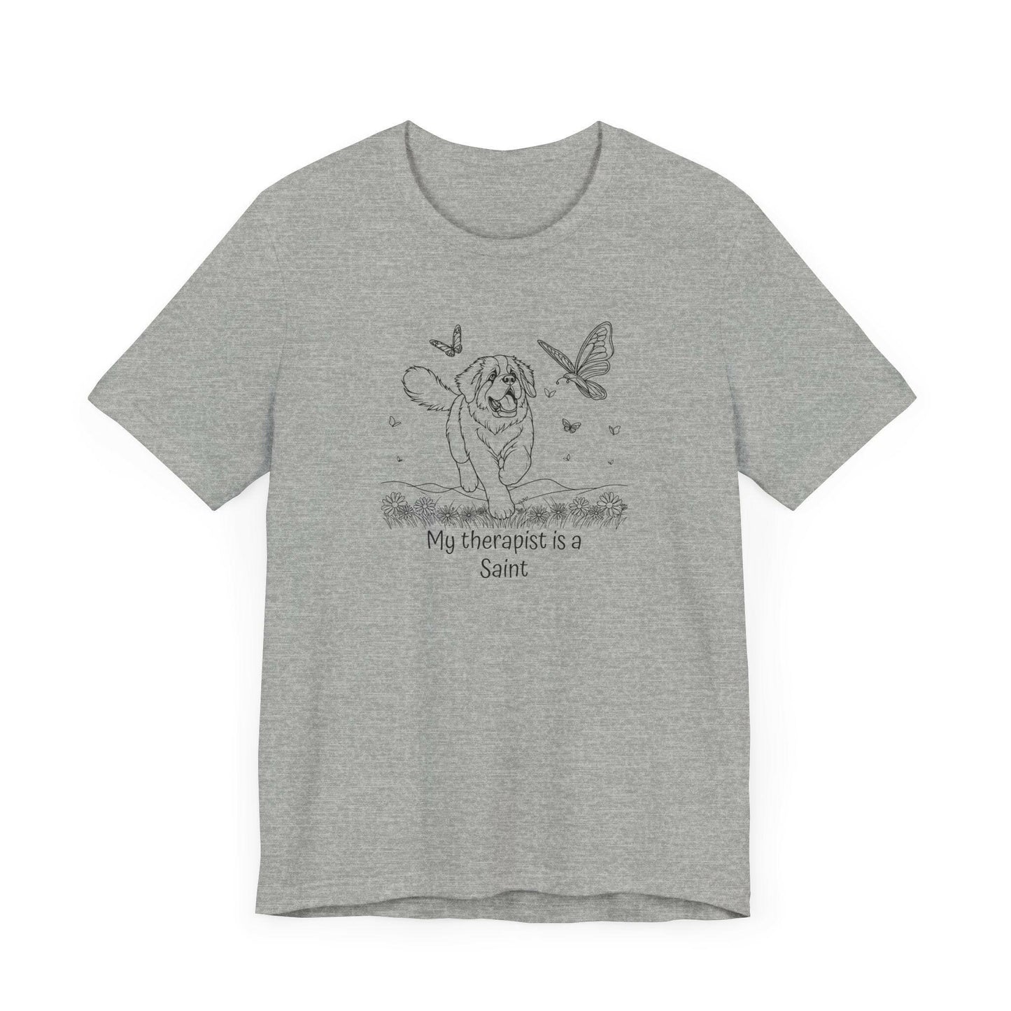 Cute Saint Bernard Dog Therapy T-Shirt - "My therapist is a Saint"