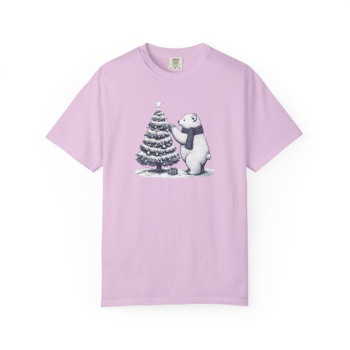 Vintage Polar Bear Christmas Tree Comfort Colors Tee