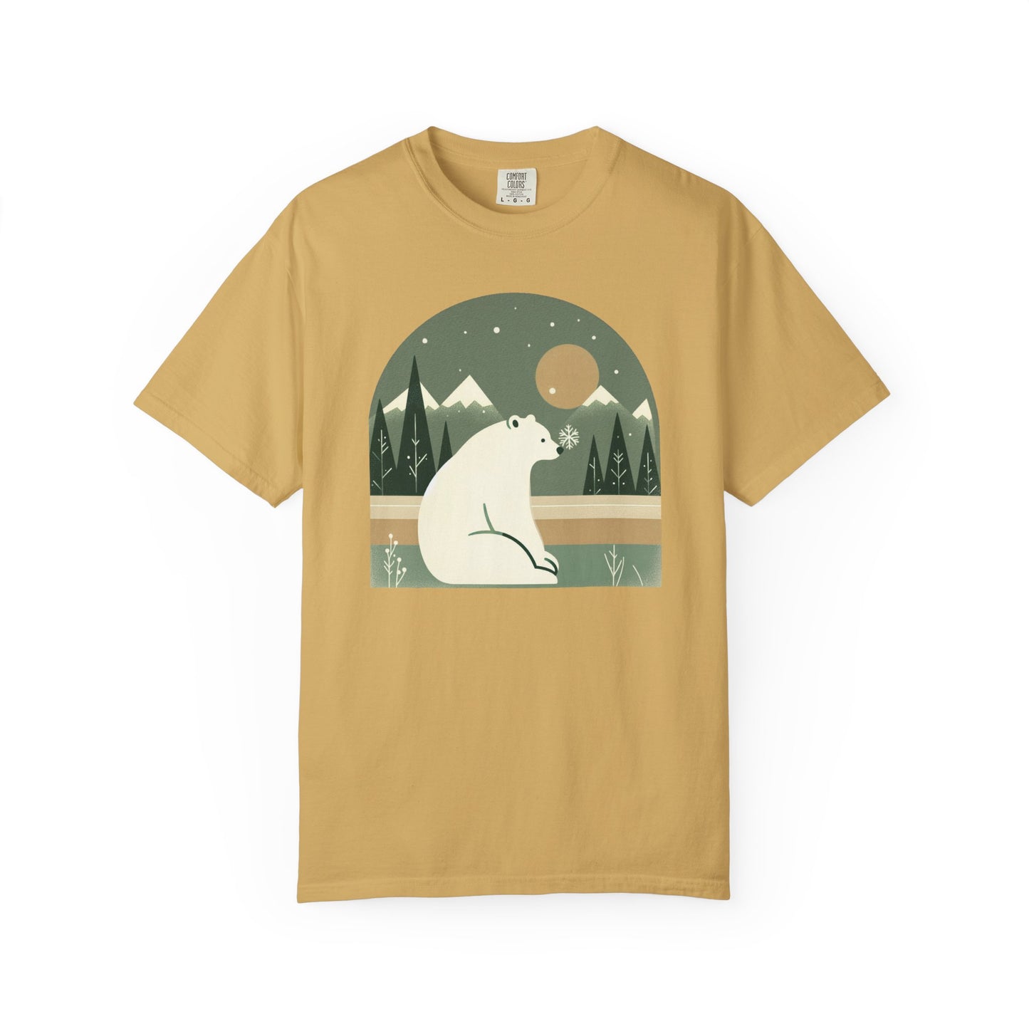 Polar Bear Nightscape T-Shirt | Retro Forest Moon Graphic