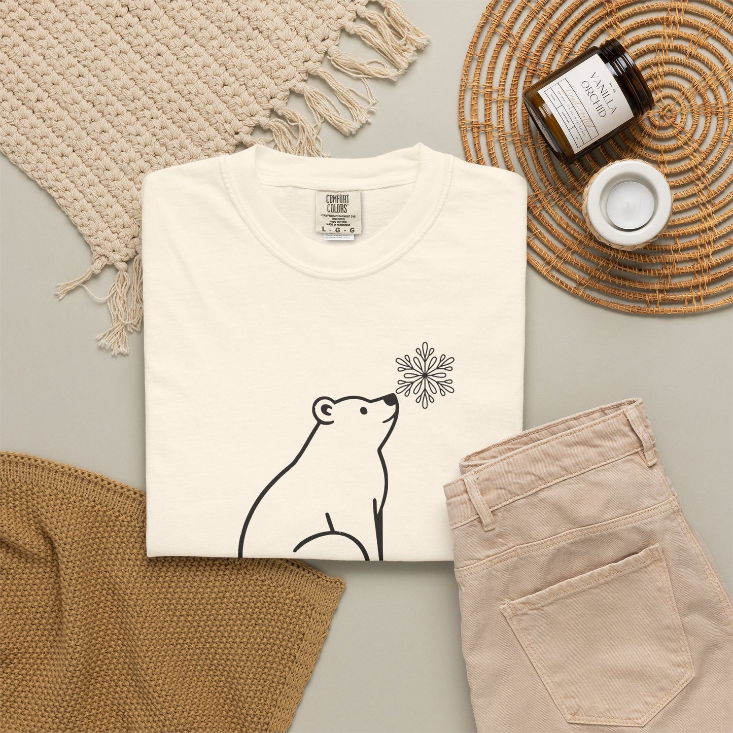 Comfort Colors Polar Bear Snowflake Tee