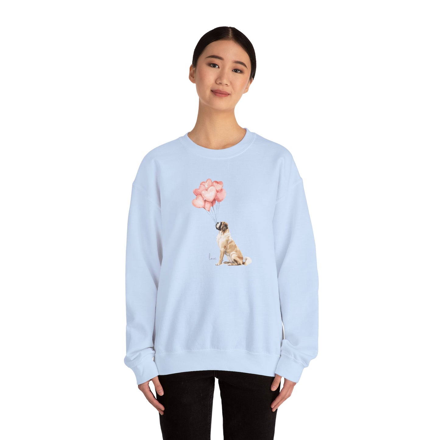 Watercolor Saint Bernard with Heart Balloons Sweatshirt