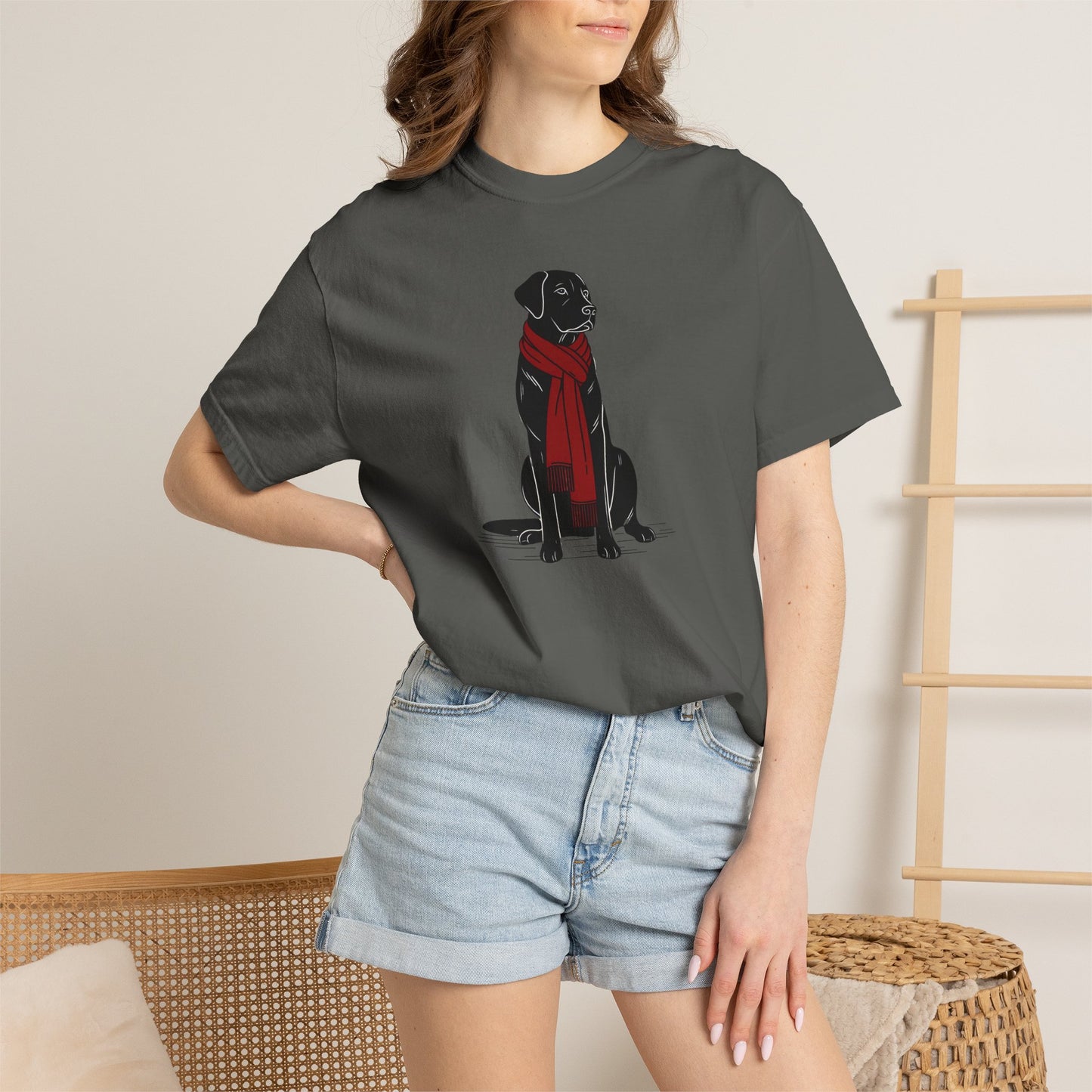 Black Lab Red Scarf Comfort Colors Tee