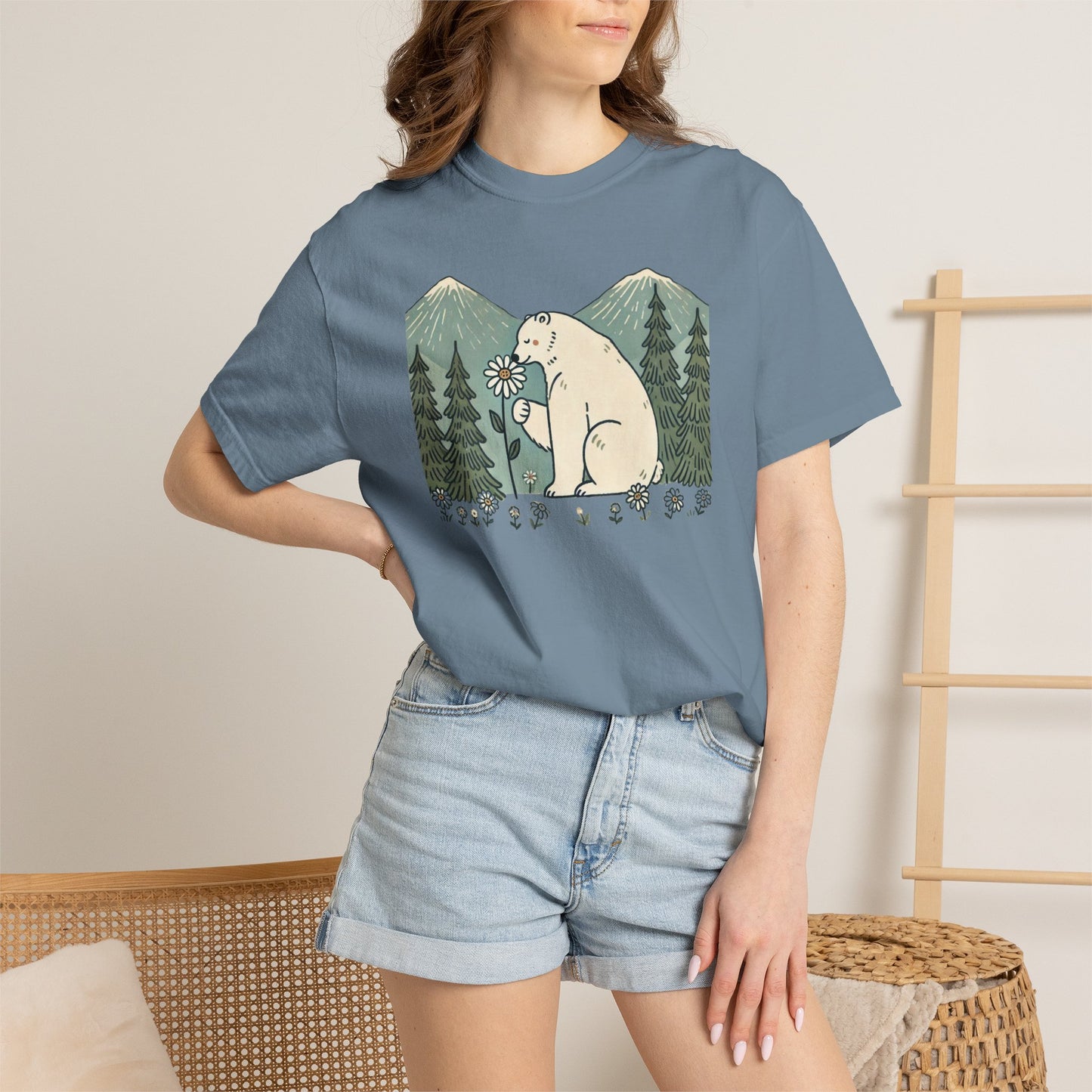 Woodland Polar Bear Comfort Colors Tee