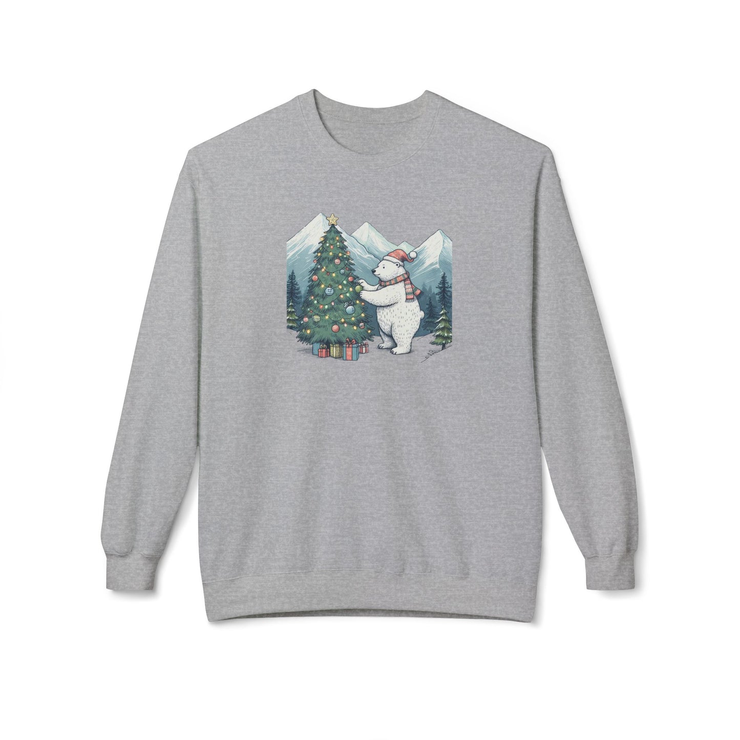 Polar Christmas Mountains Midweight Crewneck Sweatshirt