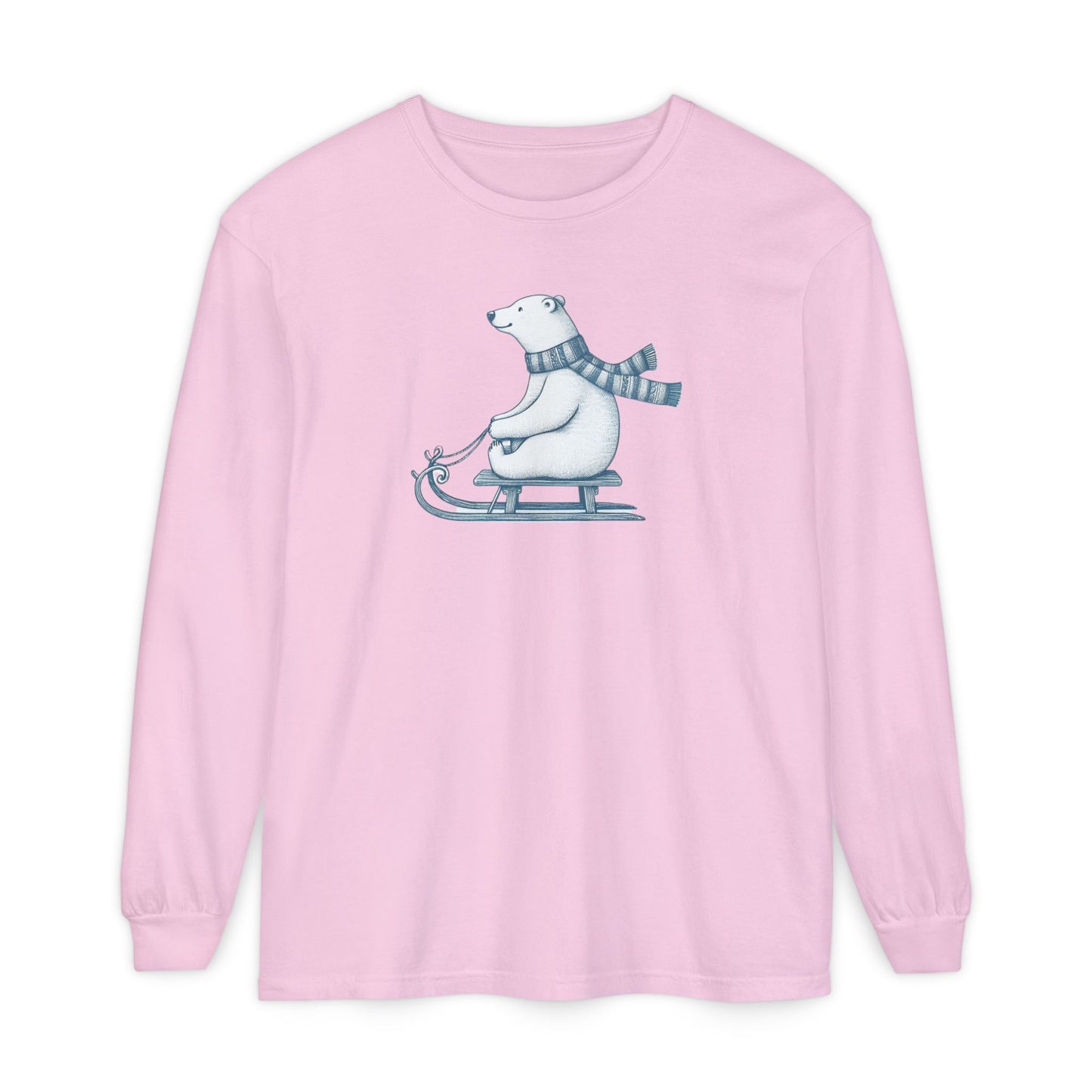 Christmas Cozy Sledding Polar Bear Long Sleeve T-Shirt