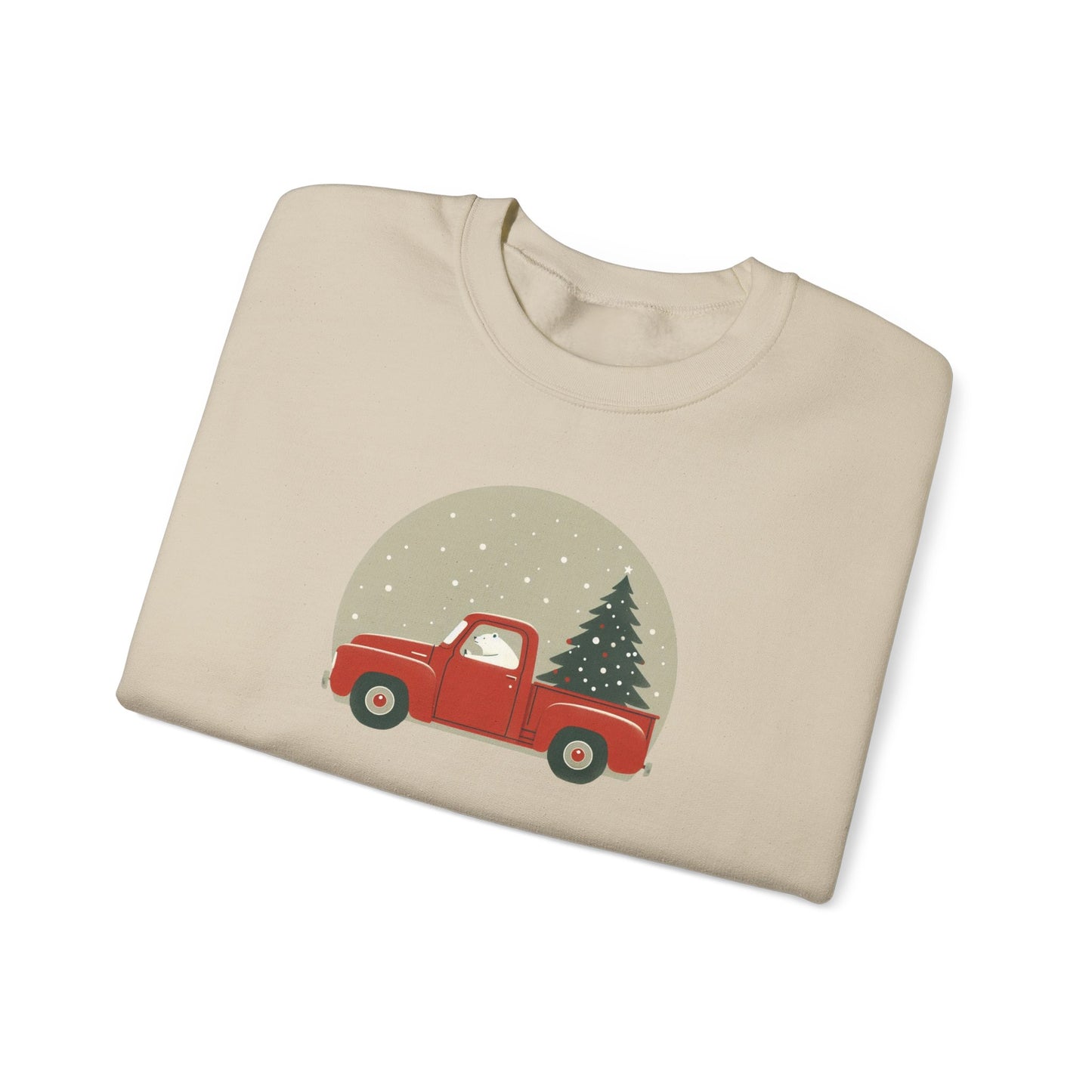 Snow Globe Delivery, Polar Bear Christmas Truck Design Crewneck