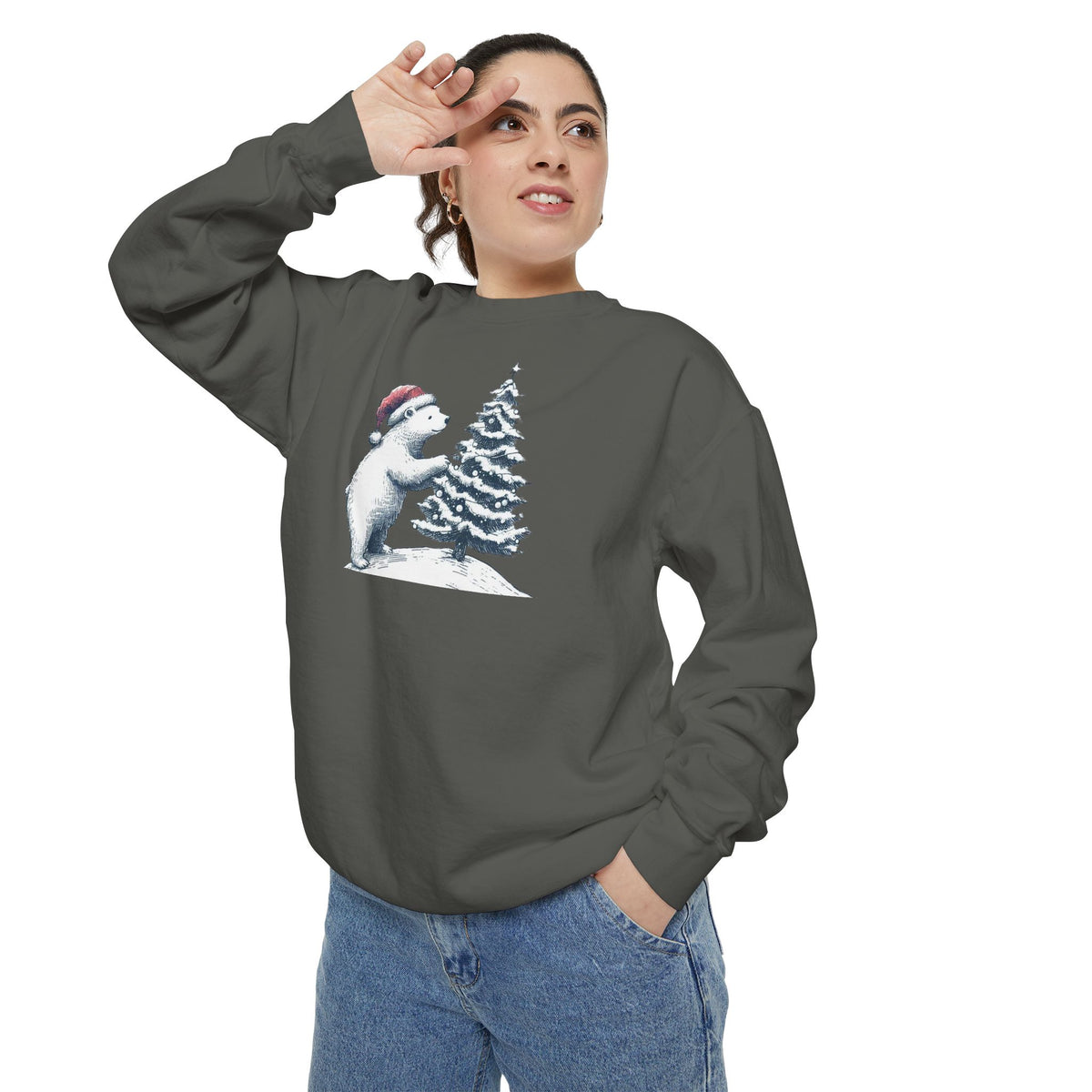 Comfort Colors Polar Bear Christmas Tree Sweatshirt