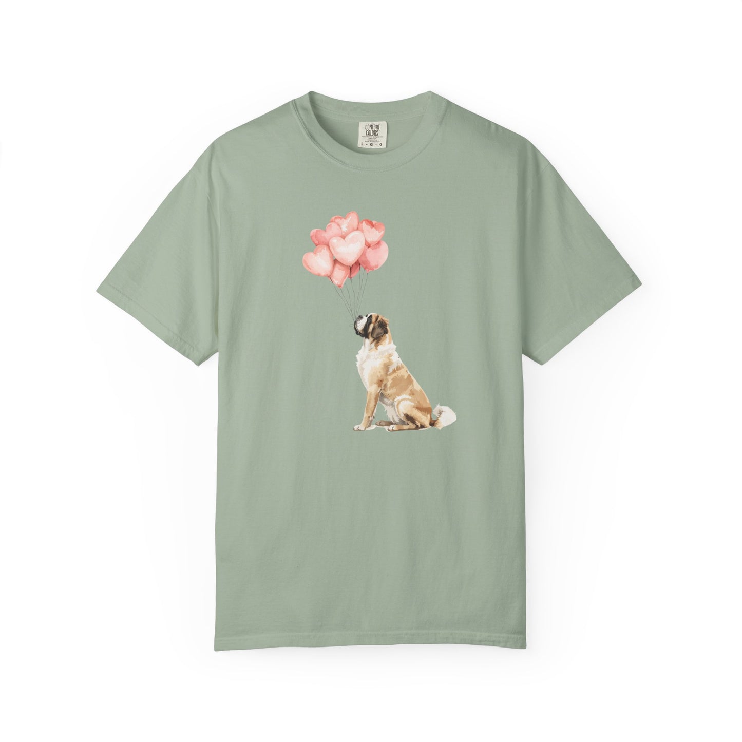 Saint Bernard with Heart Balloons Comfort Colors Tee