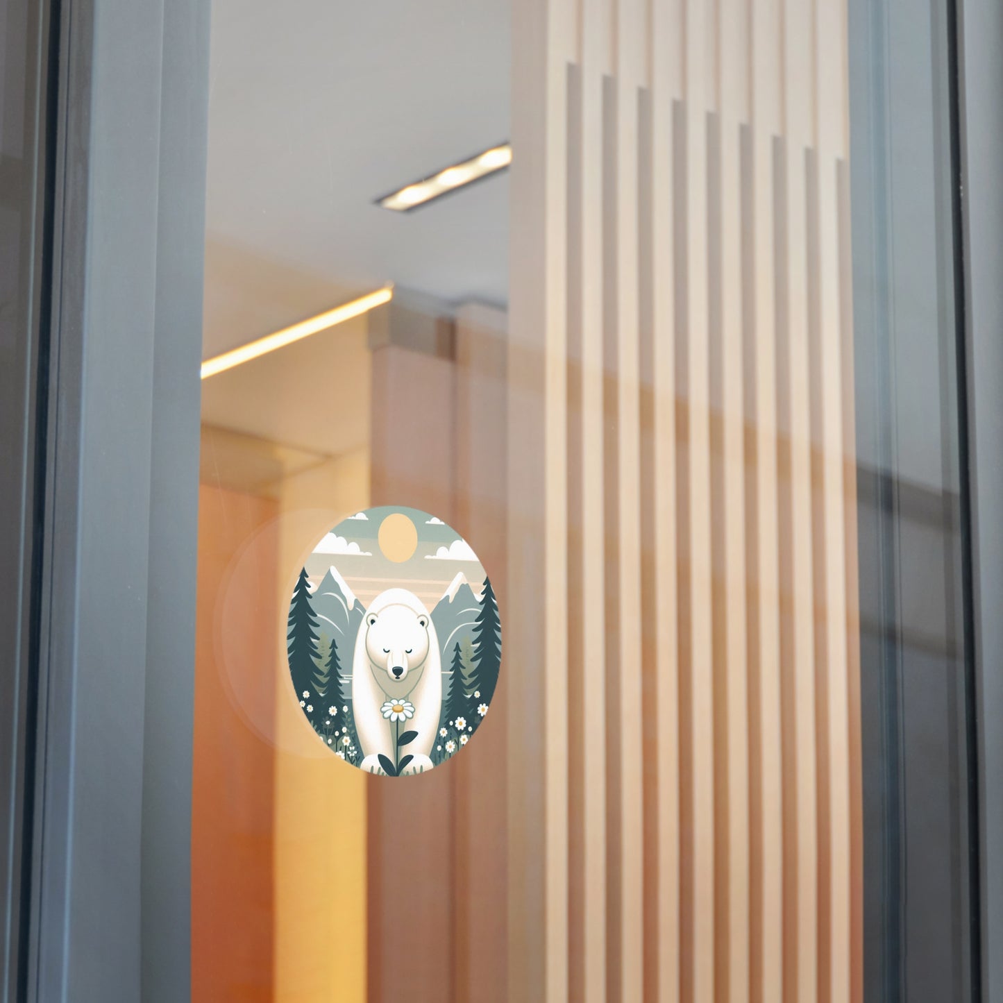 Vinyl Stickers - Nature-Inspired Polar Bear Floral Adventure Decor.