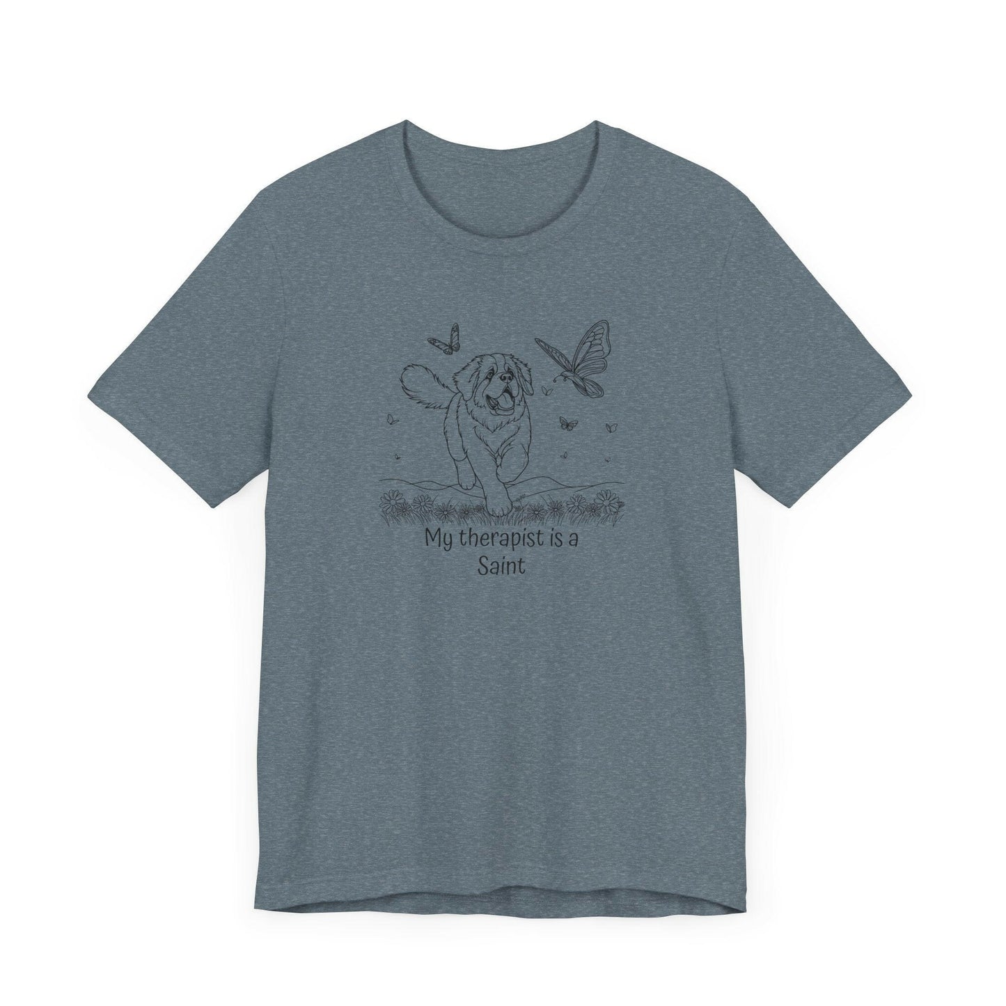 Cute Saint Bernard Dog Therapy T-Shirt - "My therapist is a Saint"