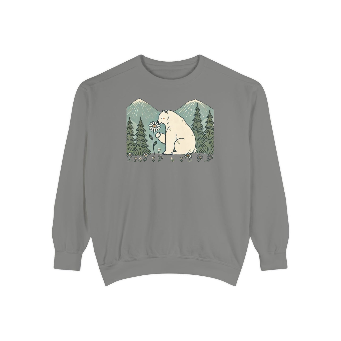 Wildflower Polar Bear Comfort Colors Sweatshirt