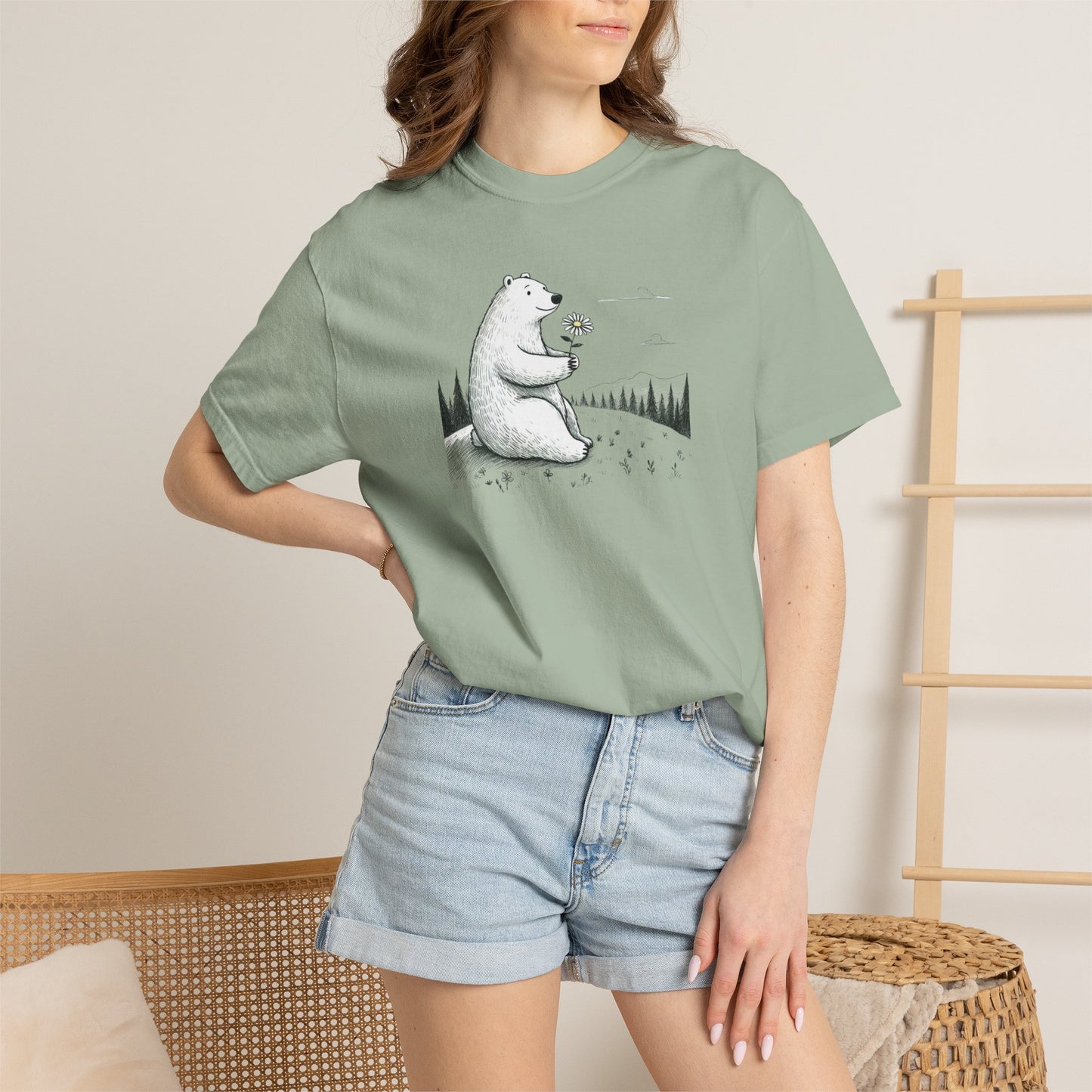 Woodland Bear Wildflower Comfort Colors Tee