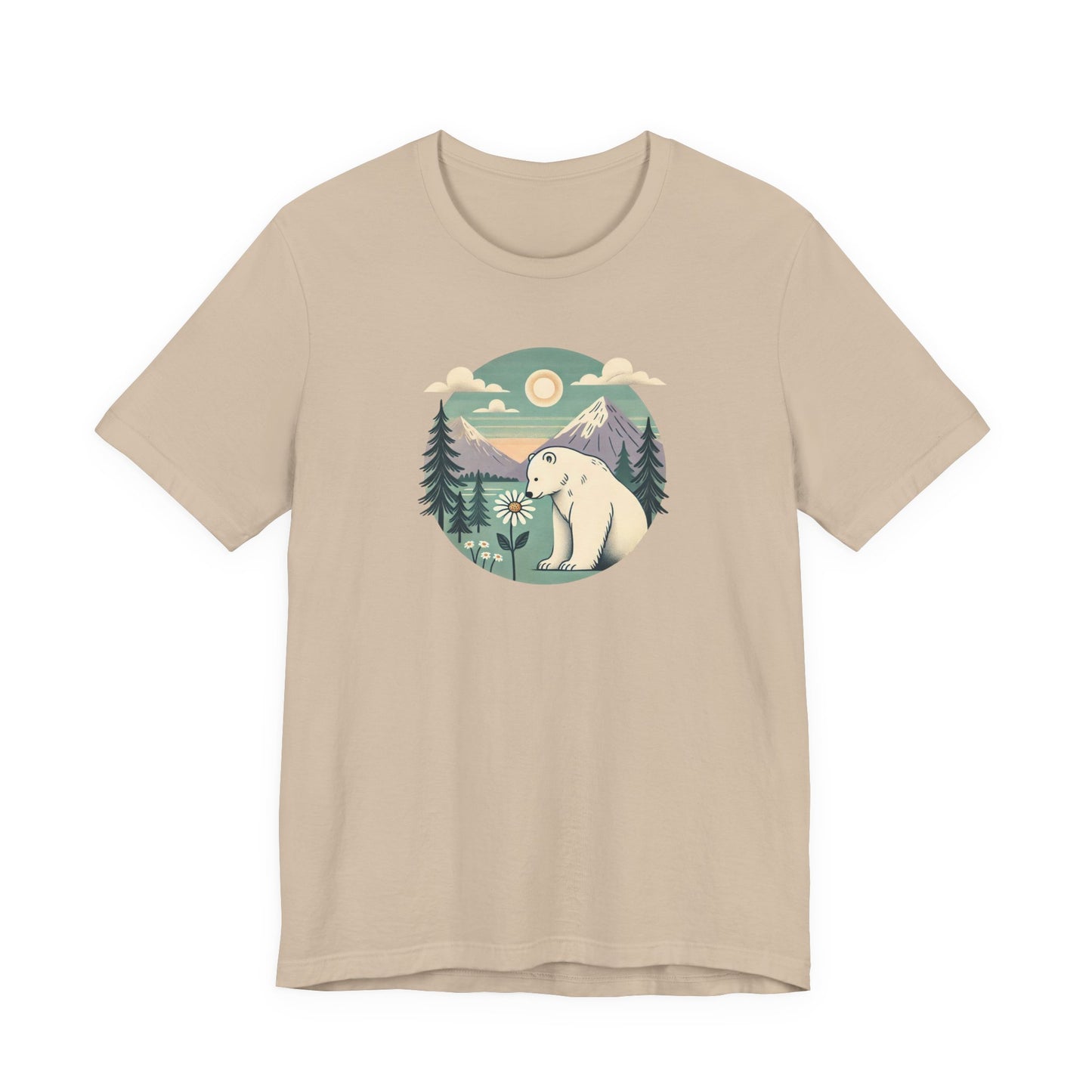 Sunset Polar Bear Tee | Nature-Inspired Mountain Graphic T-Shirt