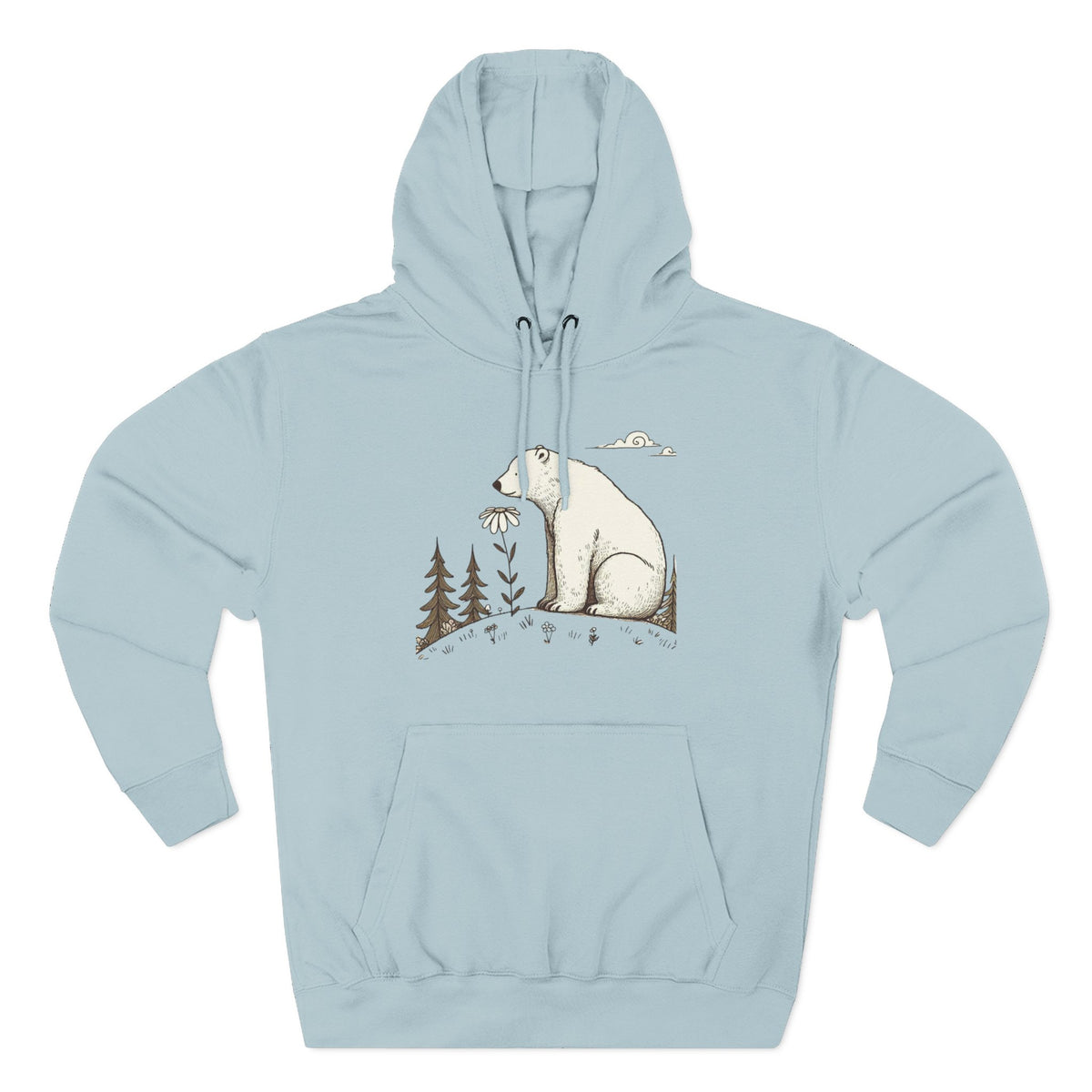 Polar Bear Meadow Hoodie | Minimalist Nature Sweatshirt