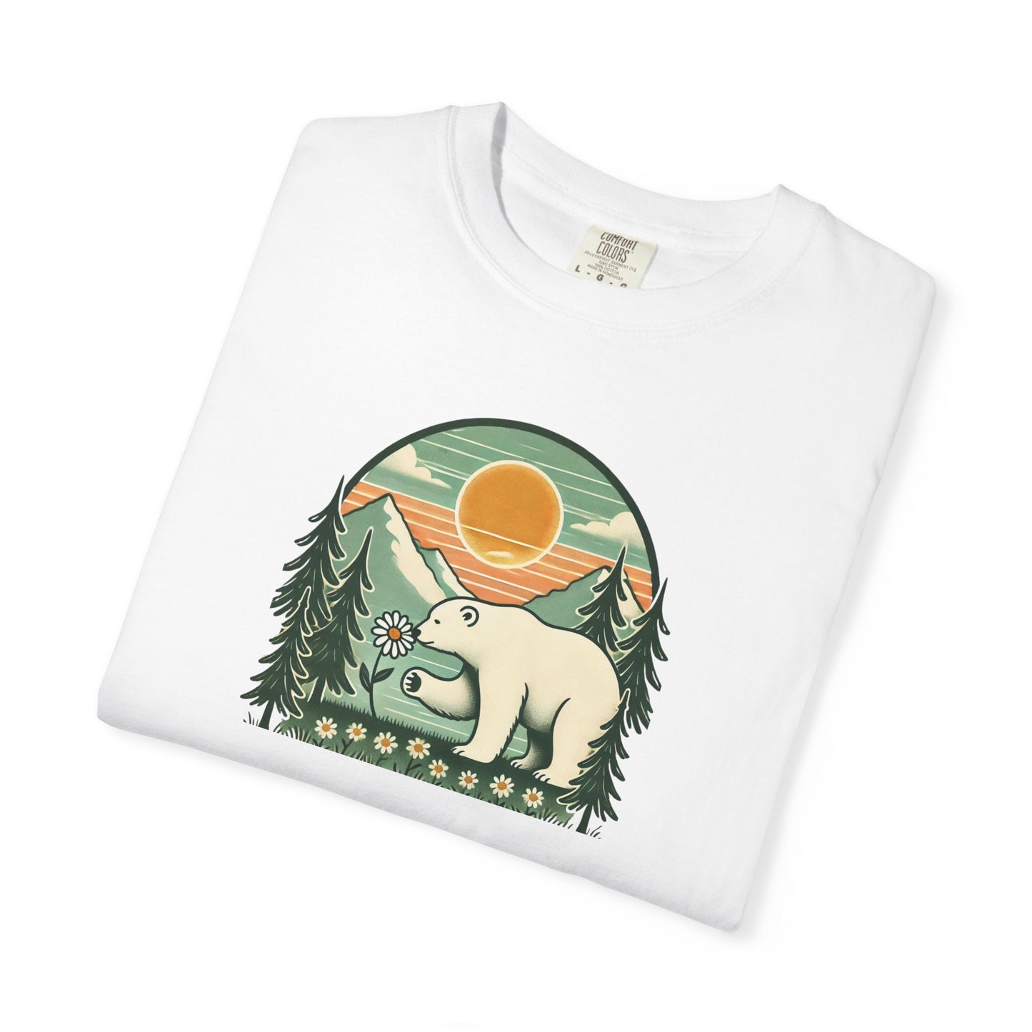 Polar Bear Daisy Sunset Comfort Colors Tee