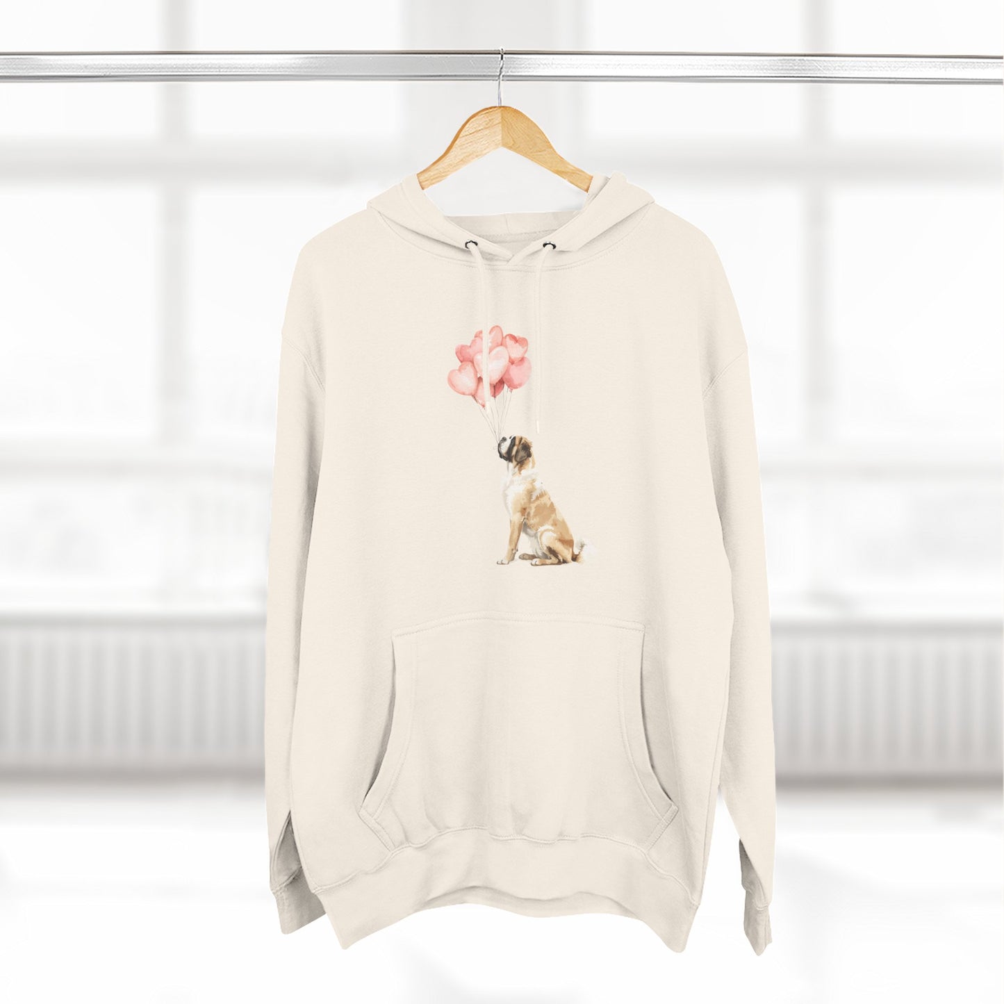 Saint Bernard with Heart Balloons Hoodie