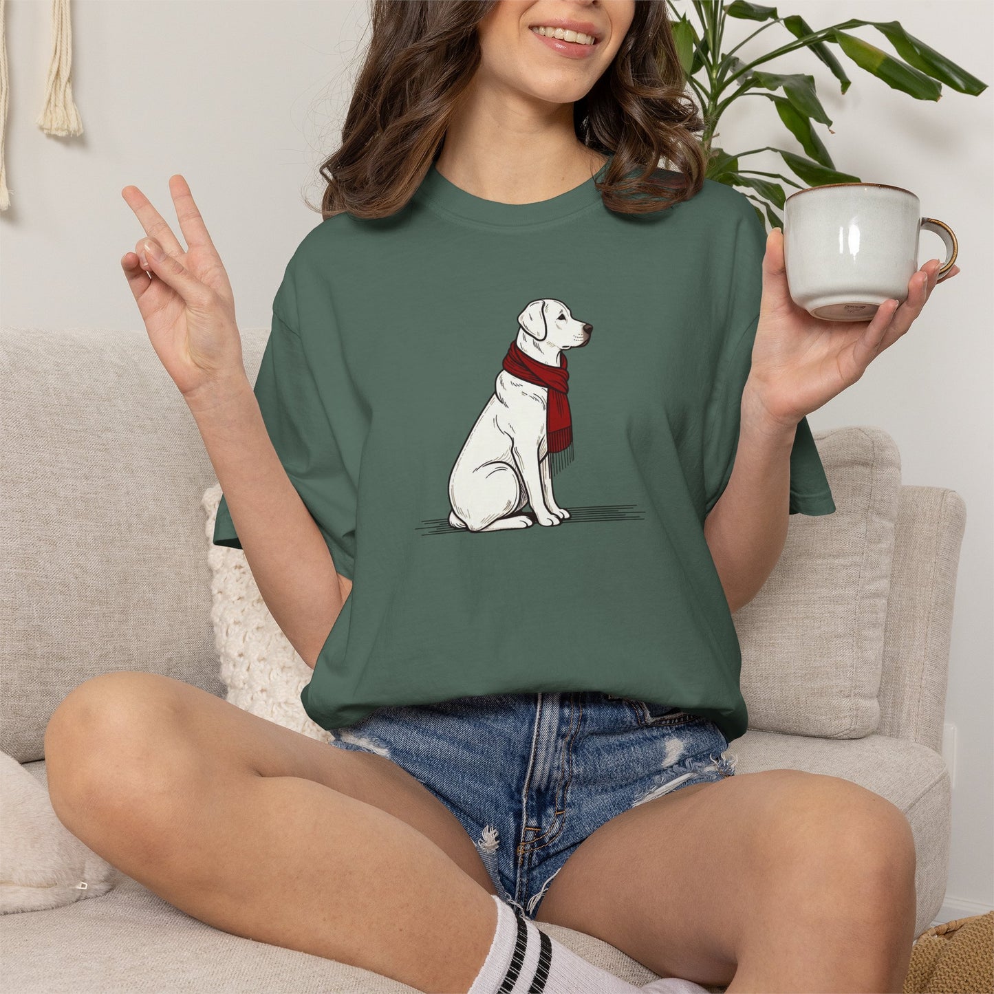 Red Scarf Dog Tee