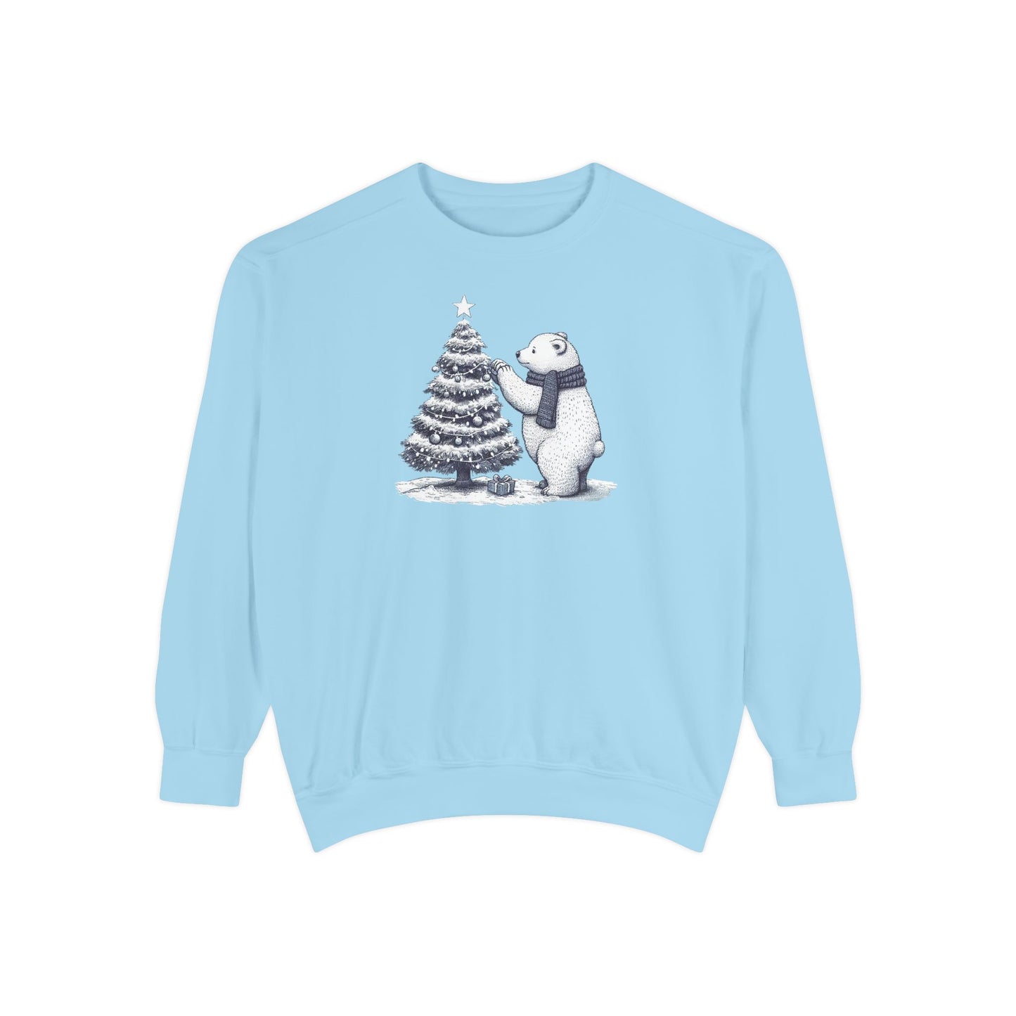Vintage Polar Bear Christmas Tree Comfort Colors Sweatshirt