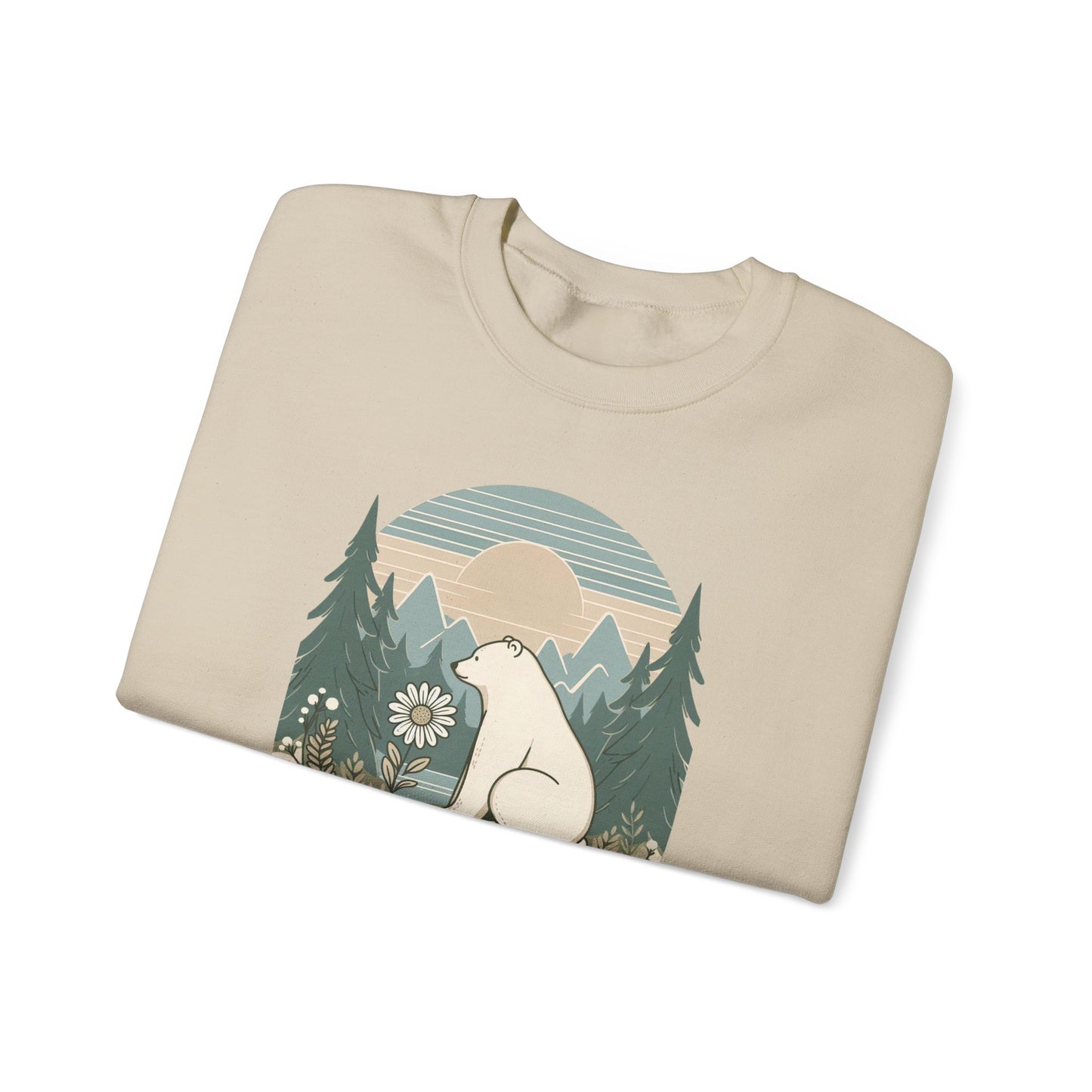 Polar Bear Daisy Sweatshirt | Cozy Nature Graphic Pullover