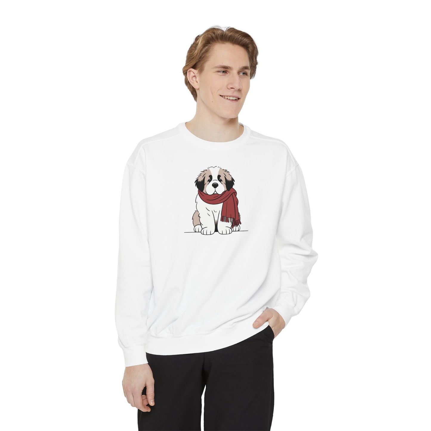 Saint Bernard Scarf Puppy Premium Sweatshirt | Cozy Den Edition