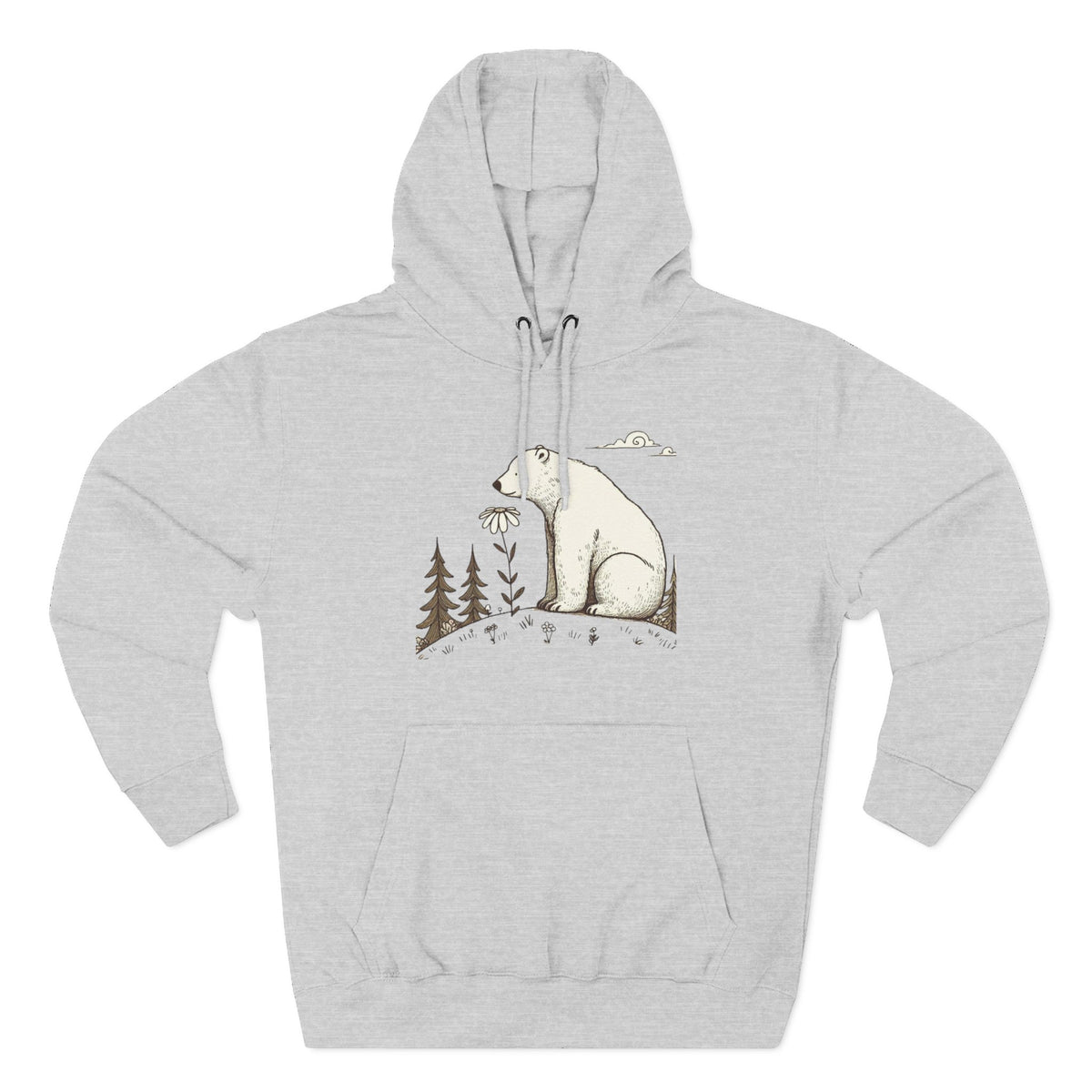Polar Bear Meadow Hoodie | Minimalist Nature Sweatshirt