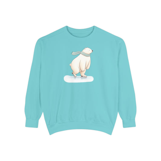 Ice Skating Polar Bear Comfort Colors Sweatshirt