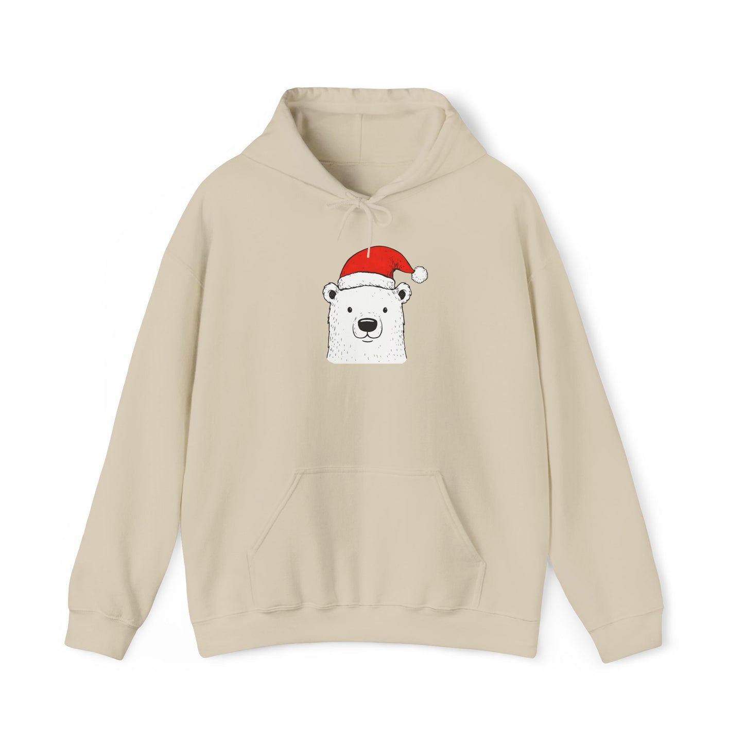 Santa Hat Polar Bear Portrait Premium Hoodie | Holiday Den Edition