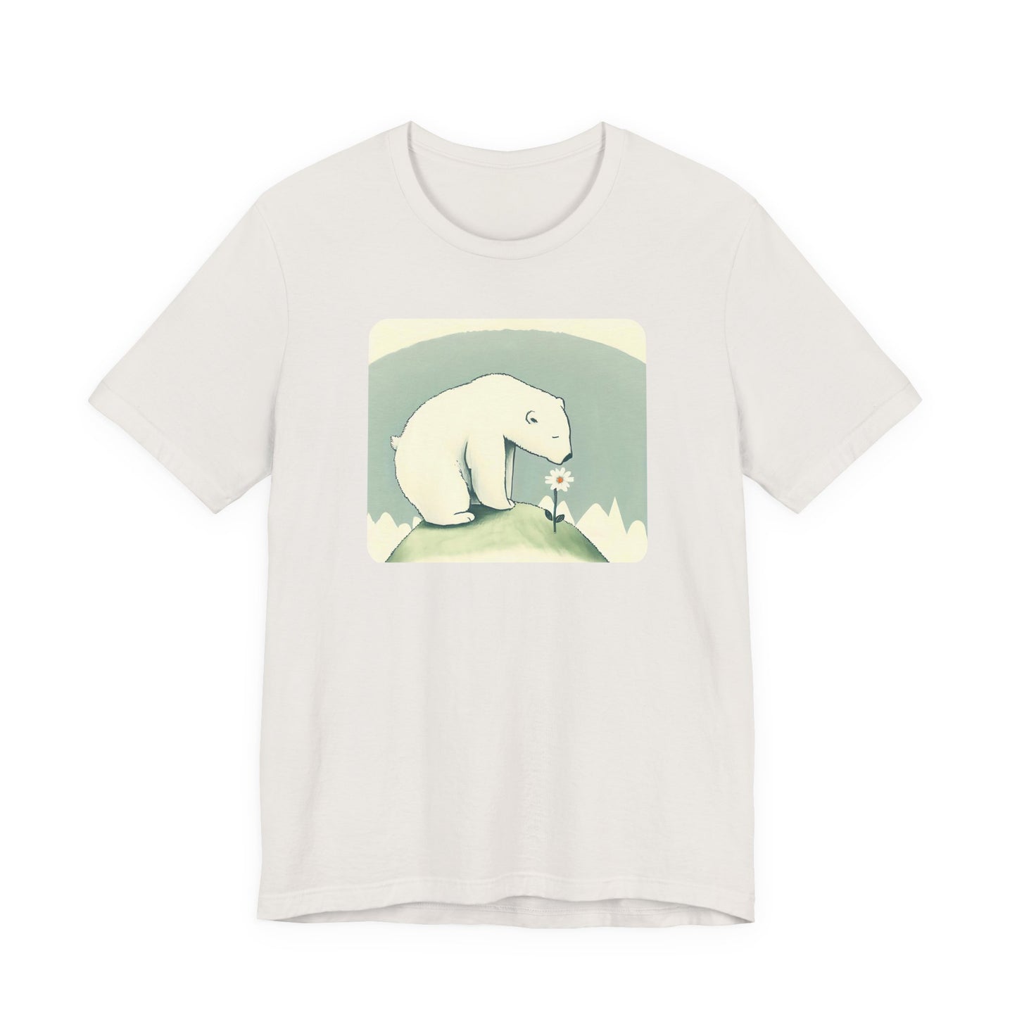 Polar Bear & Daisy Tee | Gentle Nature-Inspired Graphic Shirt
