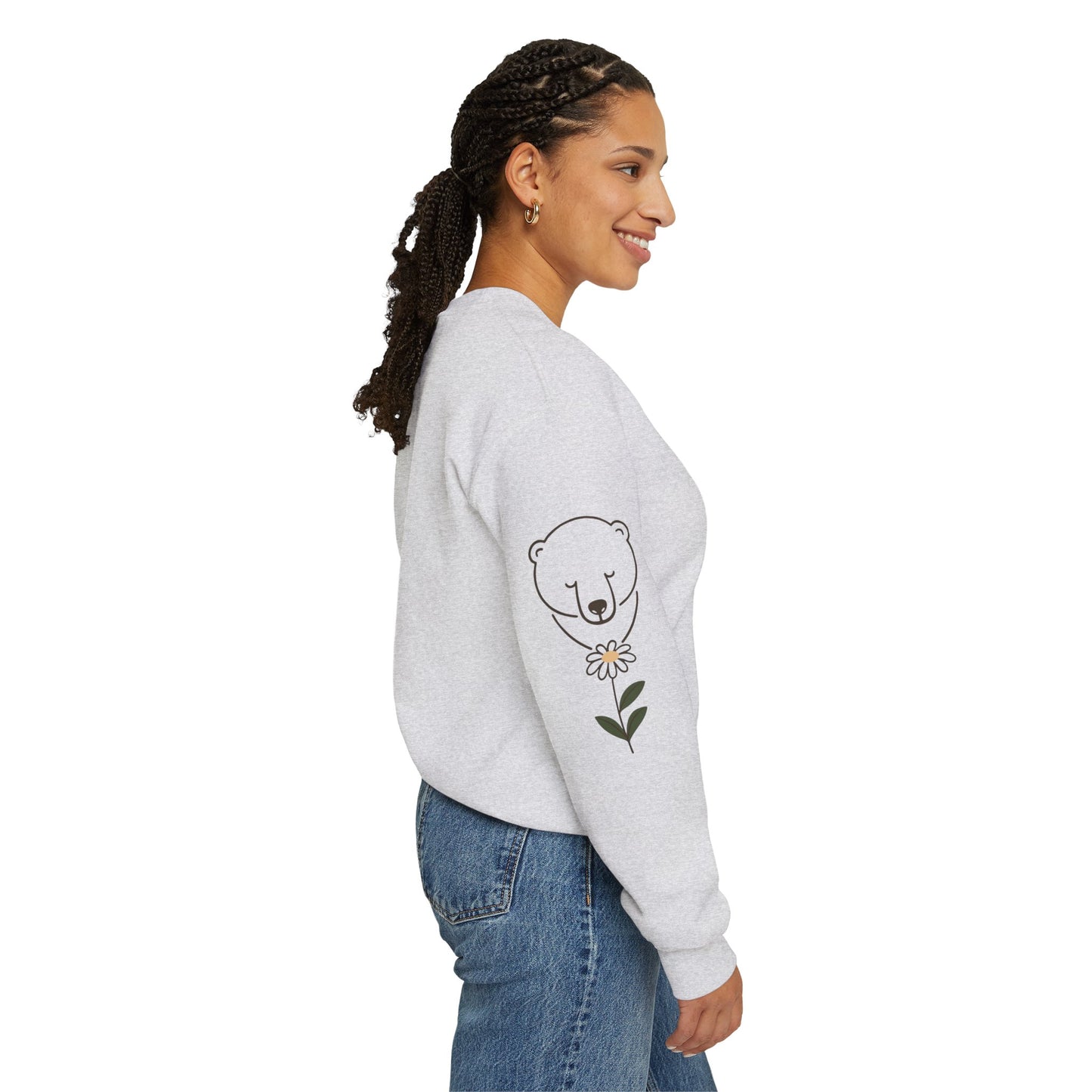 Polar Bear Wildflower Sweatshirt | Minimalist Nature Graphic