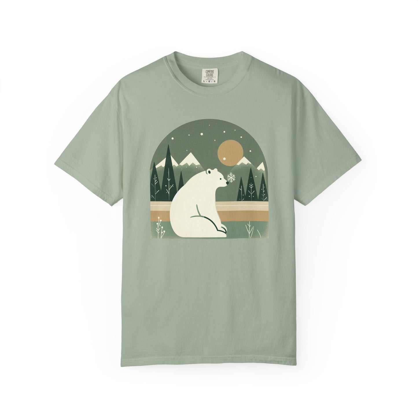 Polar Bear Nightscape T-Shirt | Retro Forest Moon Graphic