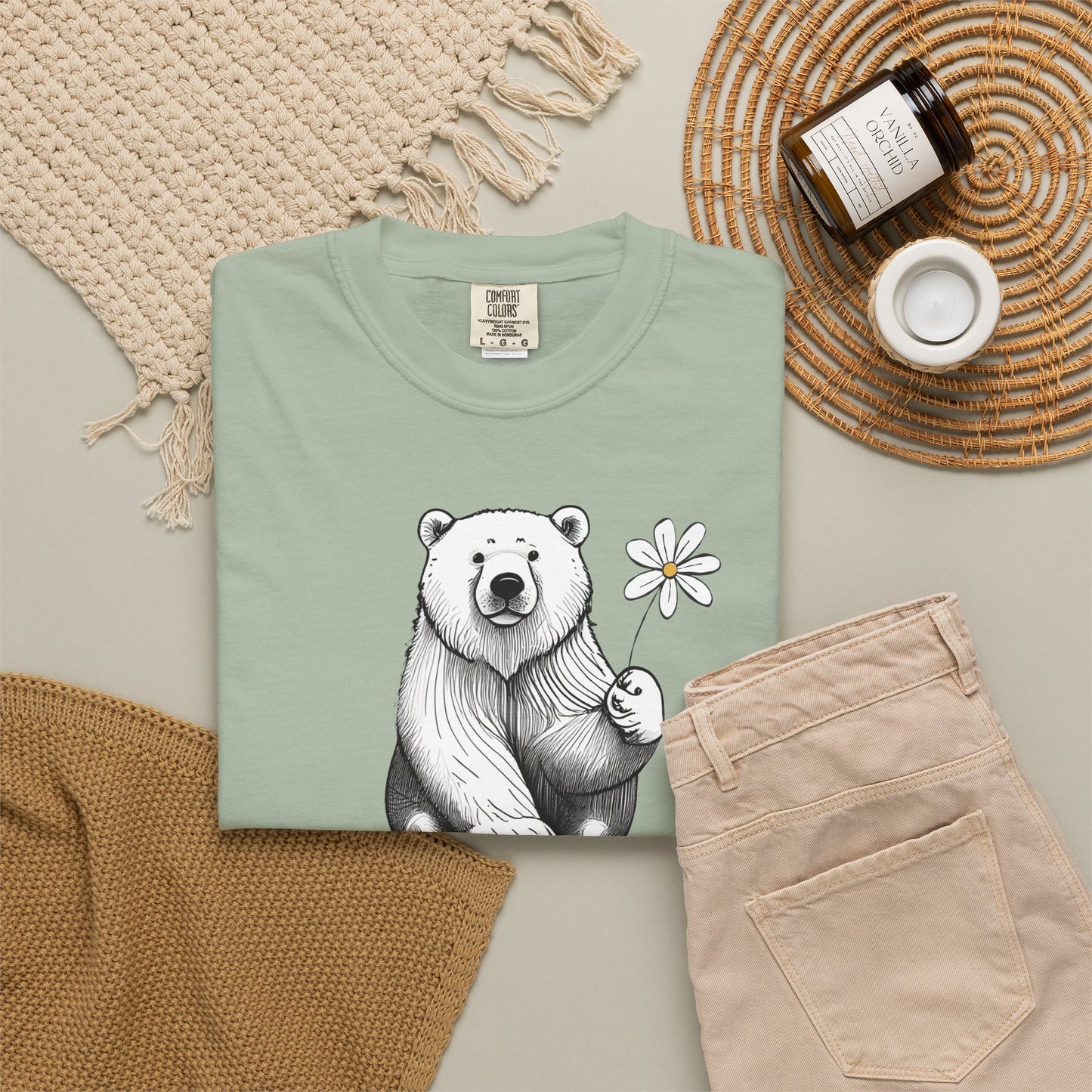 Wildflower Polar Bear Comfort Colors Tee