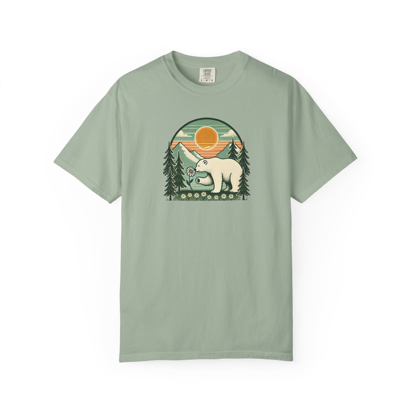 Polar Bear Daisy Sunset Comfort Colors Tee