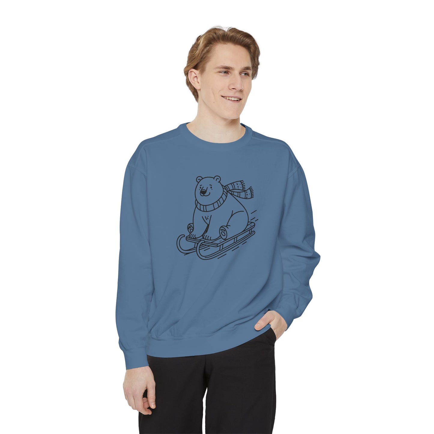Polar Bear Sledding Comfort Colors Sweatshirt