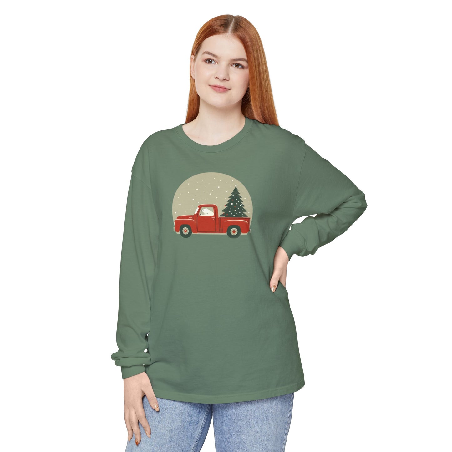 Snow Globe Delivery, Polar Bear Christmas Truck Design Long Sleeve
