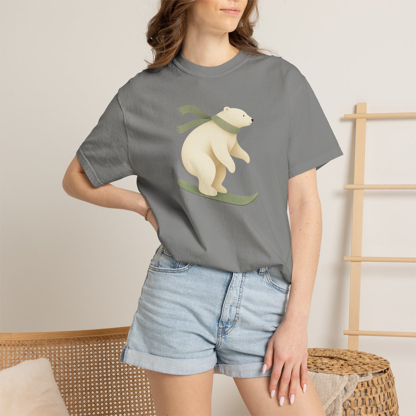 Comfort Colors Polar Bear Snowboard Tee