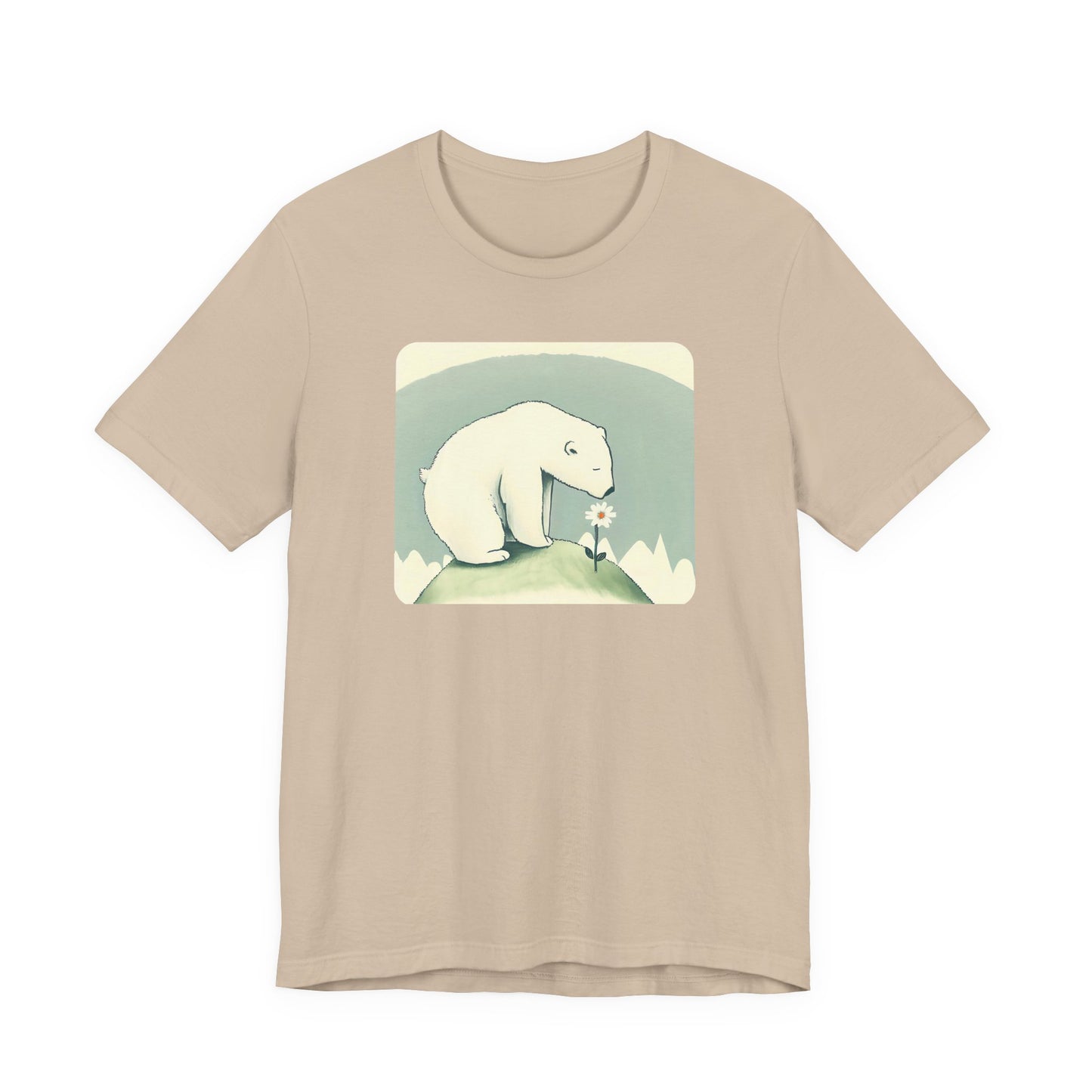 Polar Bear & Daisy Tee | Gentle Nature-Inspired Graphic Shirt