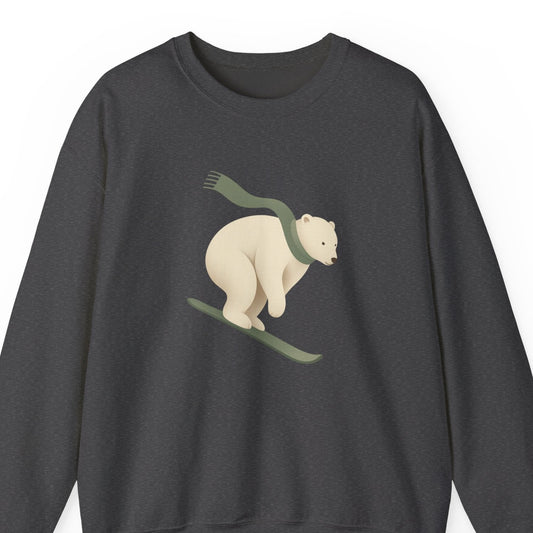 Dark gray sweatshirt with a bear design on a white background