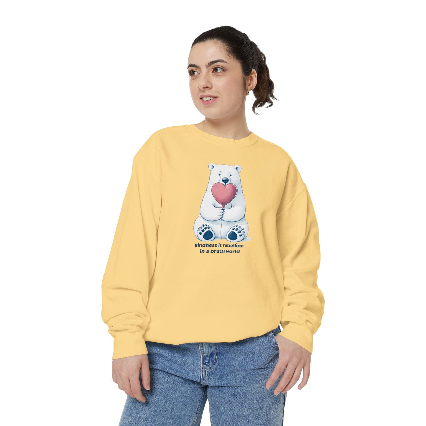 Comfort Colors Polar Bear Kindness Sweatshirt Tags