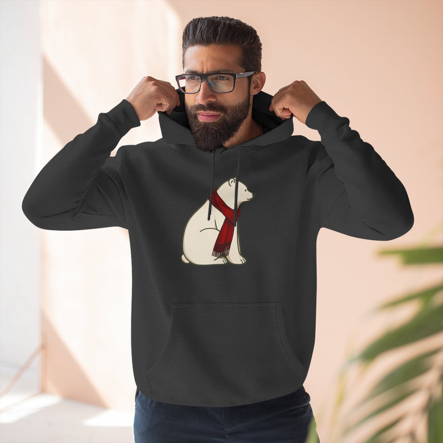 Polar Bear Scarf Hoodie | Cozy Winter Bear Sweatshirt