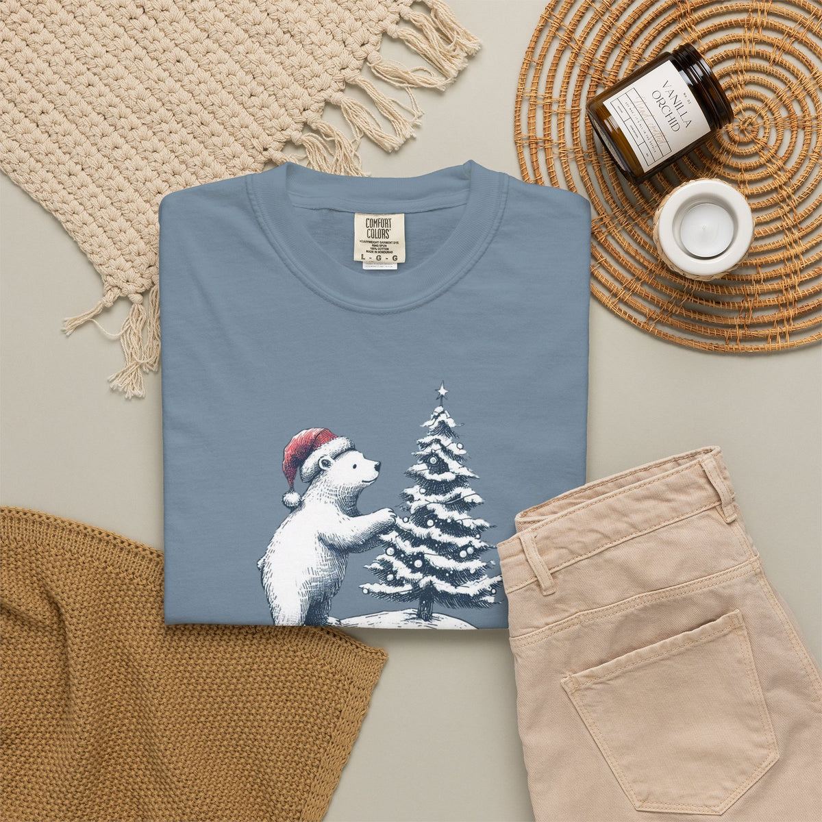 Polar Bear Christmas T-Shirt | Christmas Tree Comfort Colors Tee