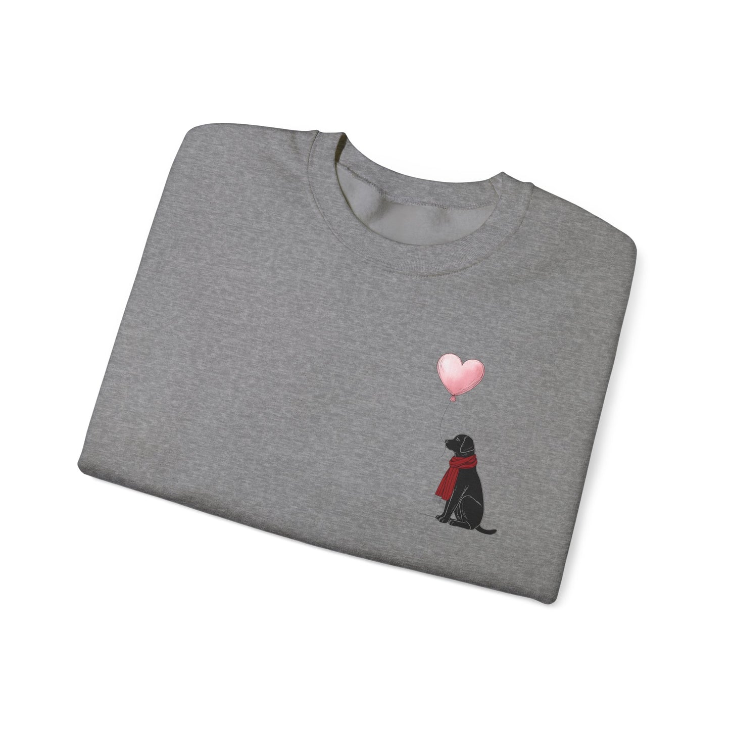 Black Labrador with Heart Balloon Sweatshirt