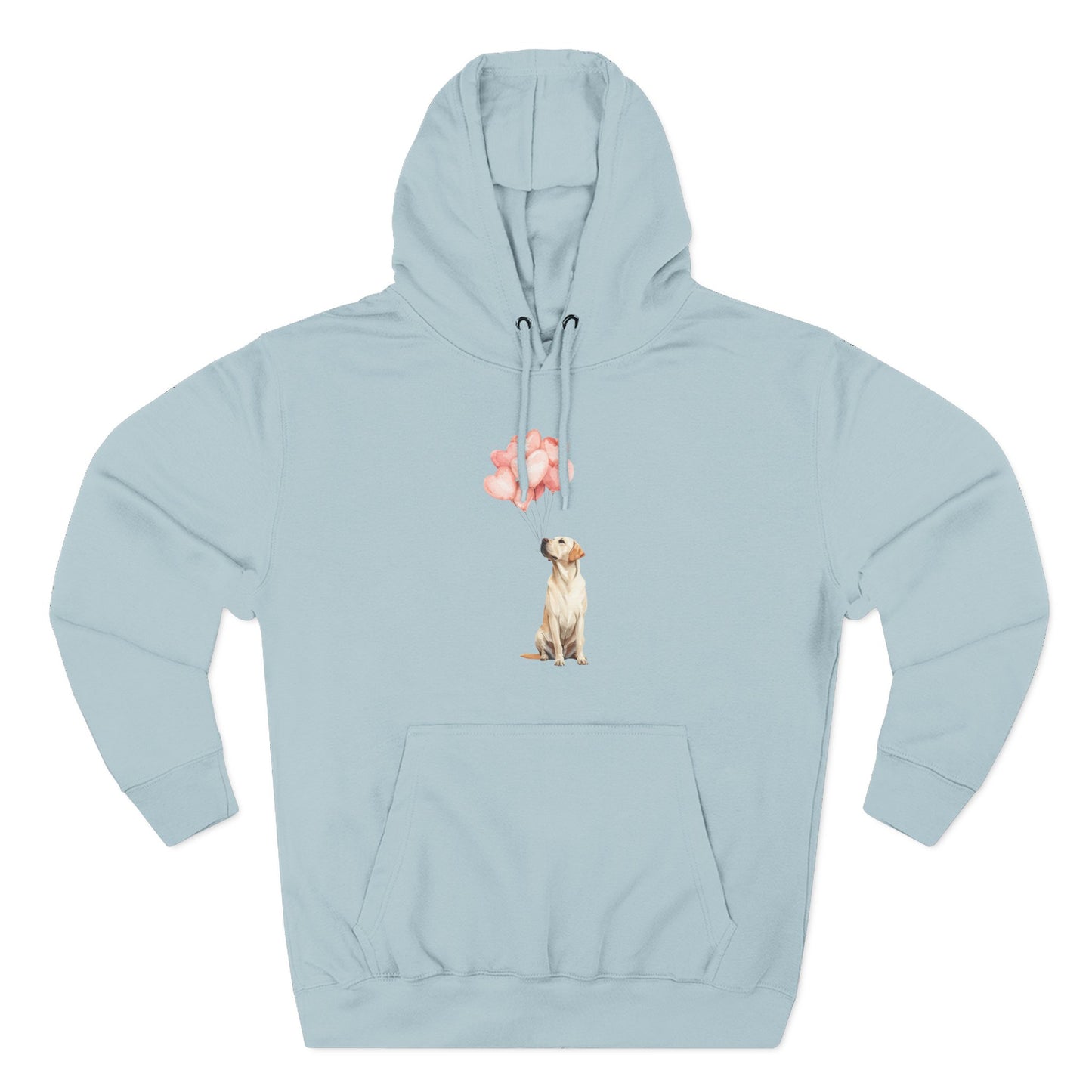 Yellow Labrador with Heart Balloons Hoodie