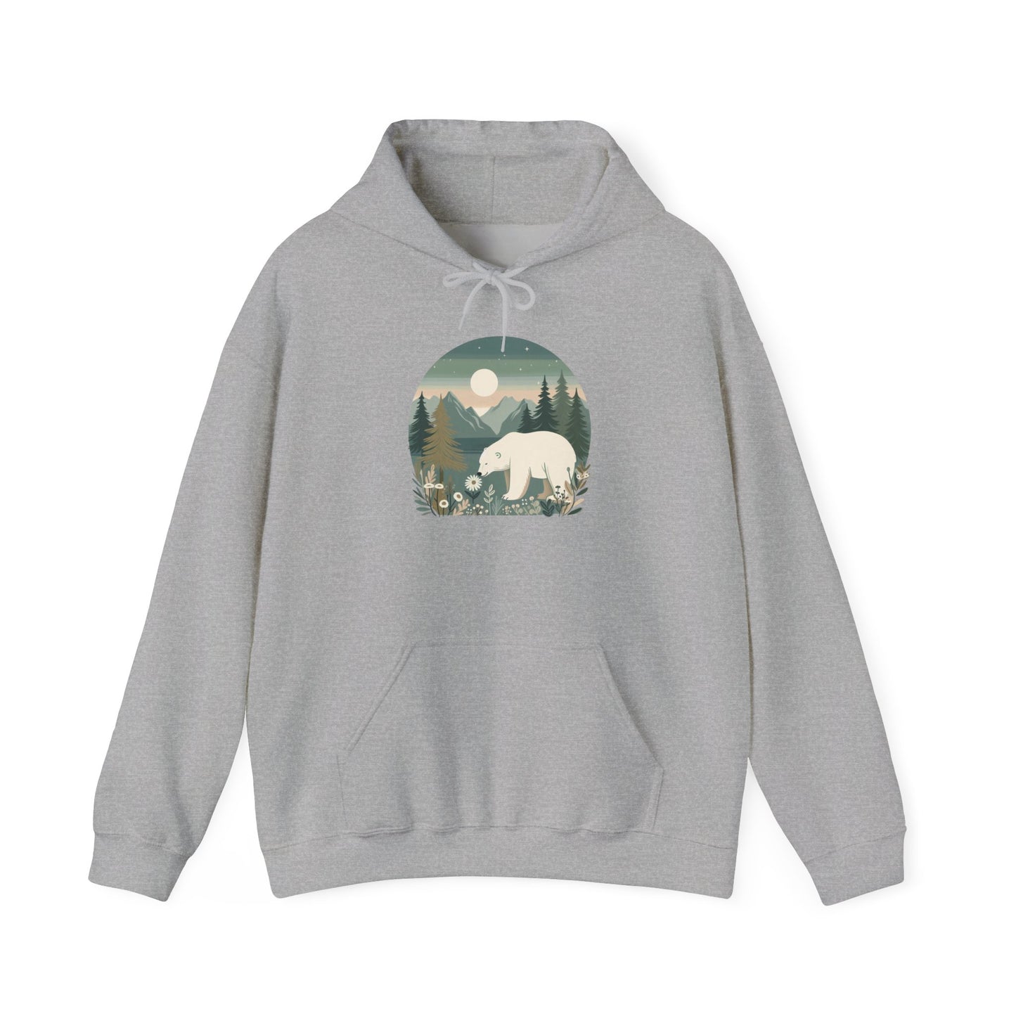 Moonlight Polar Bear Hoodie | Peaceful Nature-Inspired Sweatshirt