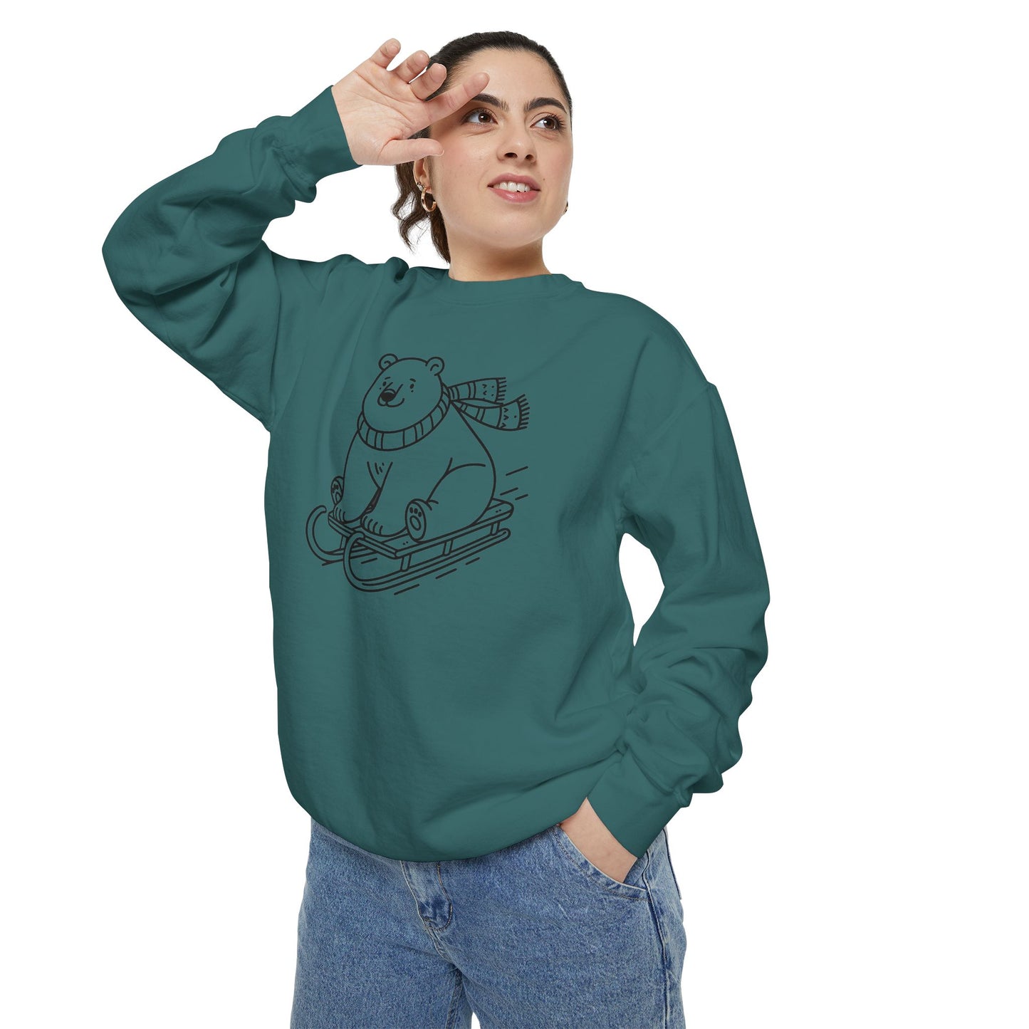 Polar Bear Sledding Comfort Colors Sweatshirt