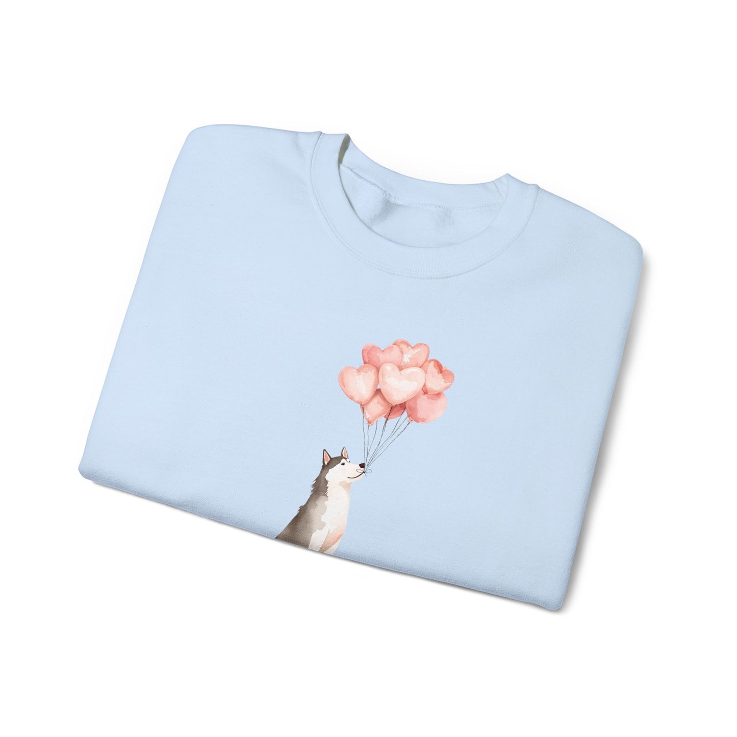 Watercolor Husky with Heart Balloons Sweatshirt