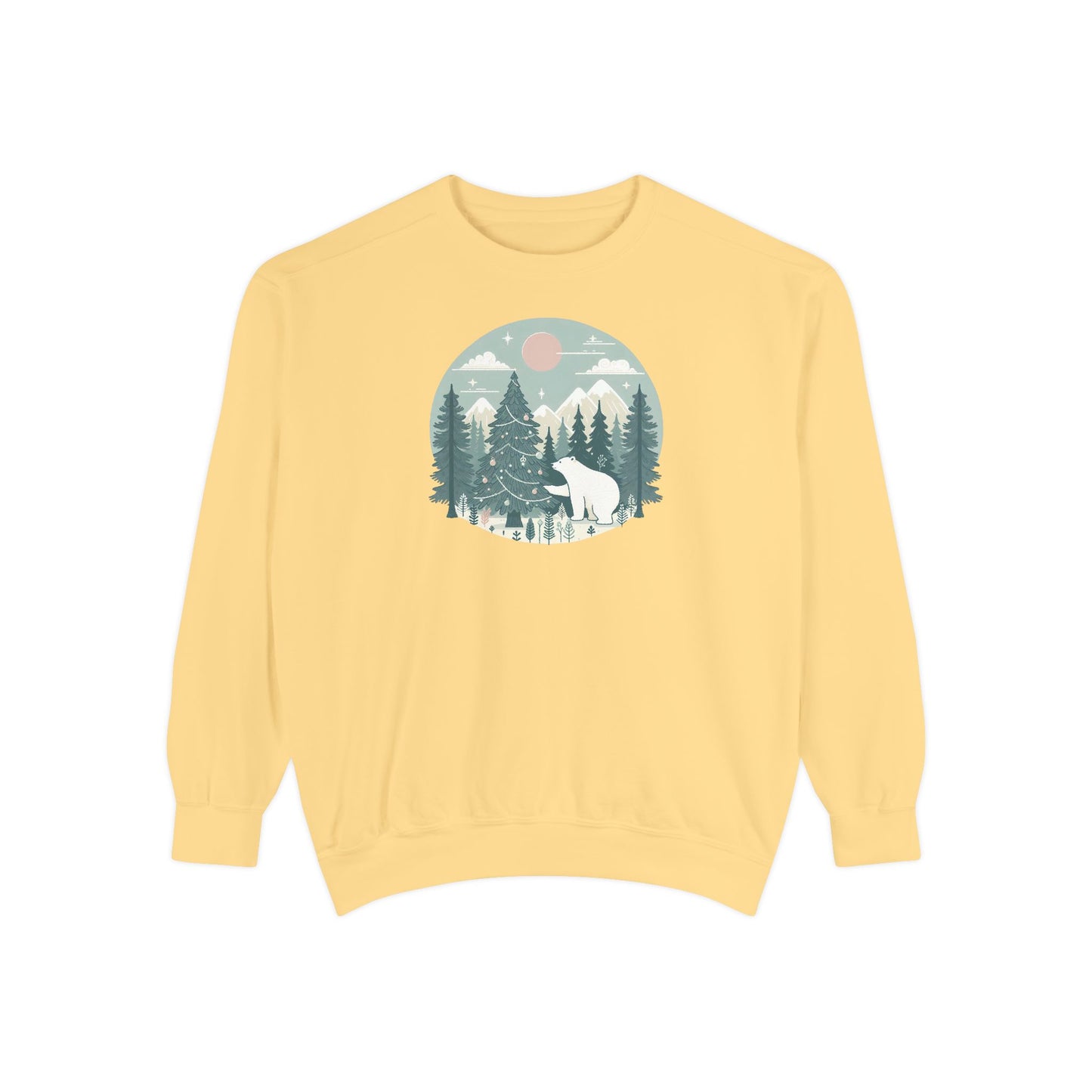 Winter Forest Polar Bear Comfort Colors Crewneck