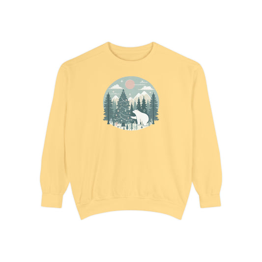 Winter Forest Polar Bear Comfort Colors Crewneck