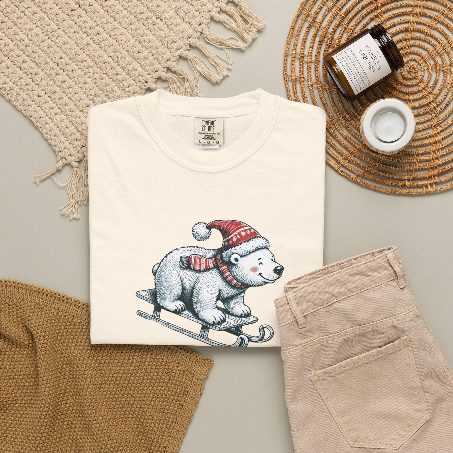 Let It Snow Polar Bear Comfort Colors Tee